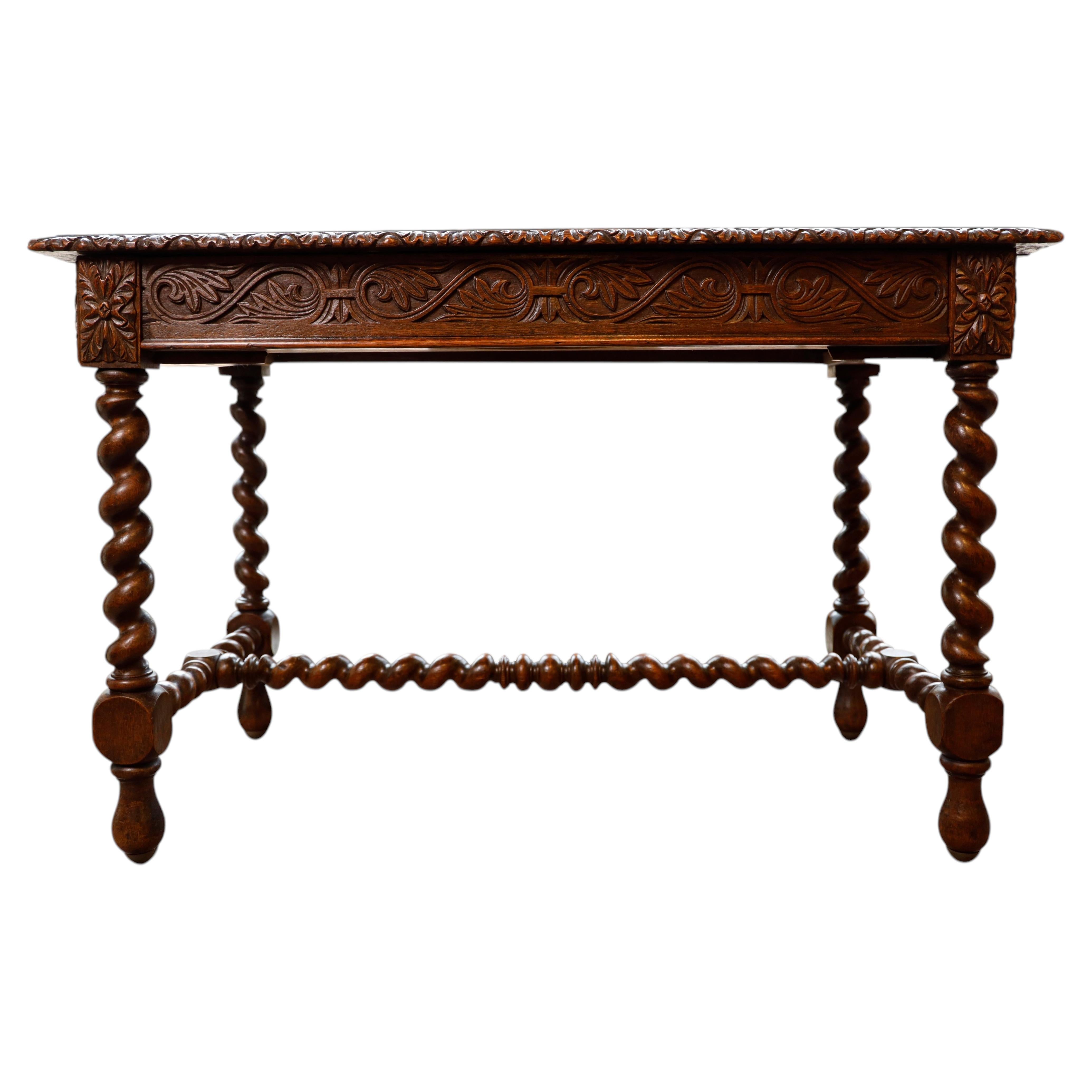 Gothic Revival Oak Side Table For Sale