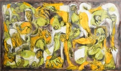 Large 84” Laurent Proneur “Yoga Time” Figurative Expressionist Painting, 2021