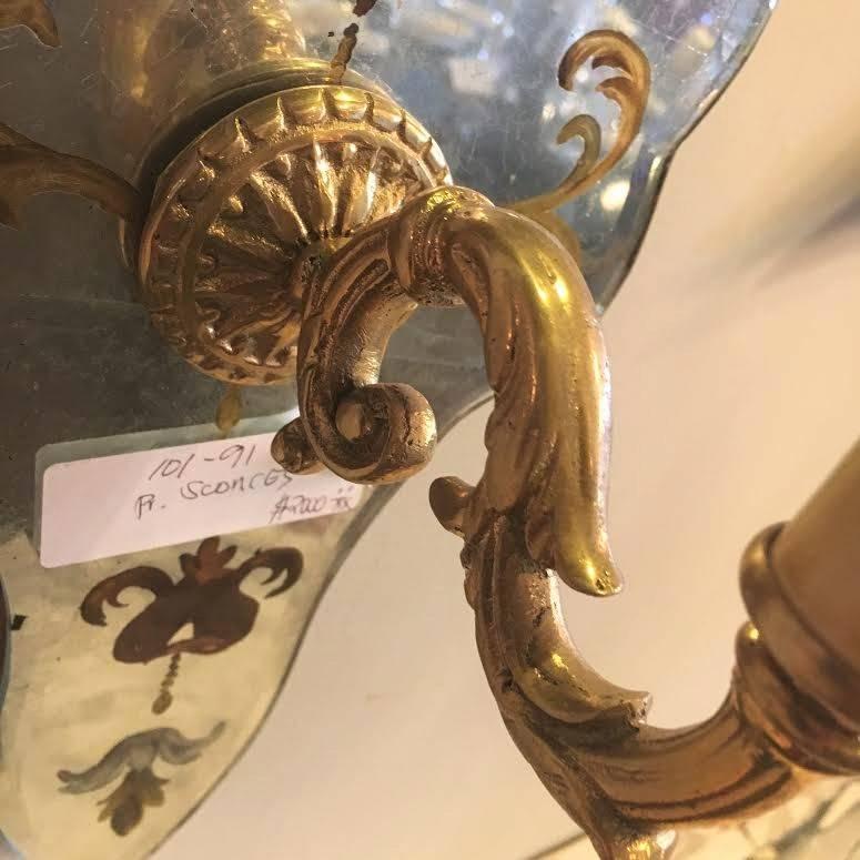 Pair of Eglomise Sconces by Maison Jansen In Good Condition In Stamford, CT