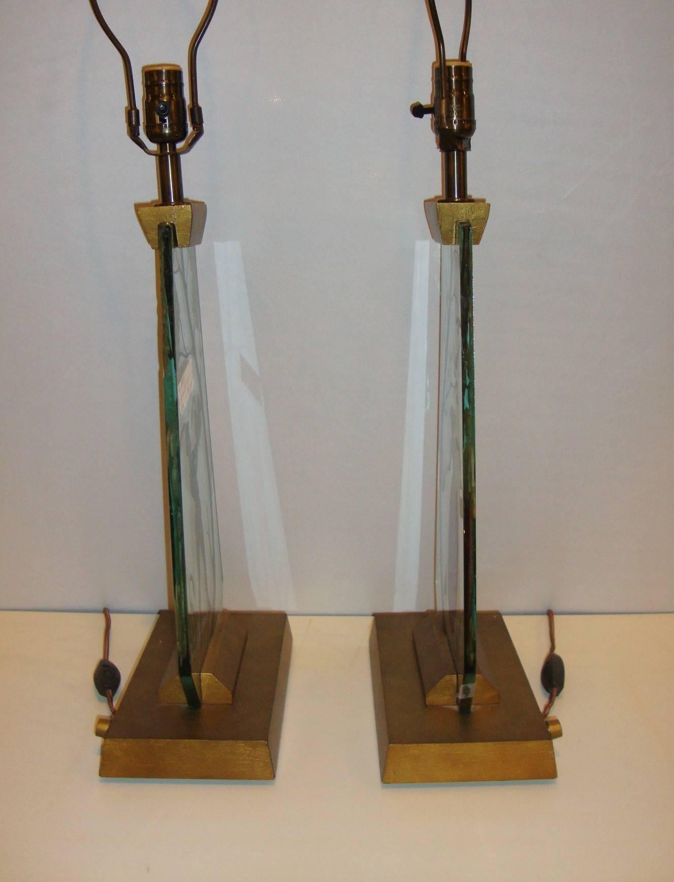 Pair of Italian Glass Mid-Century Modern Table Lamps 2