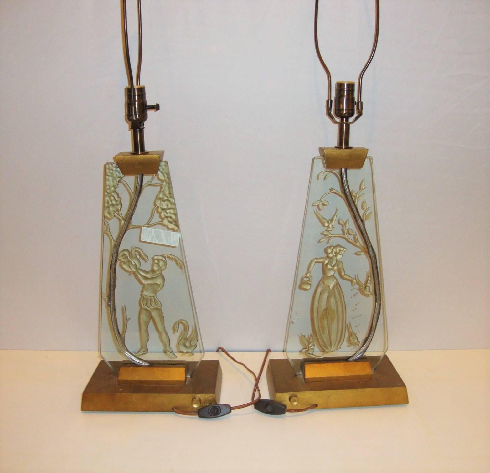 20th Century Pair of Italian Glass Mid-Century Modern Table Lamps