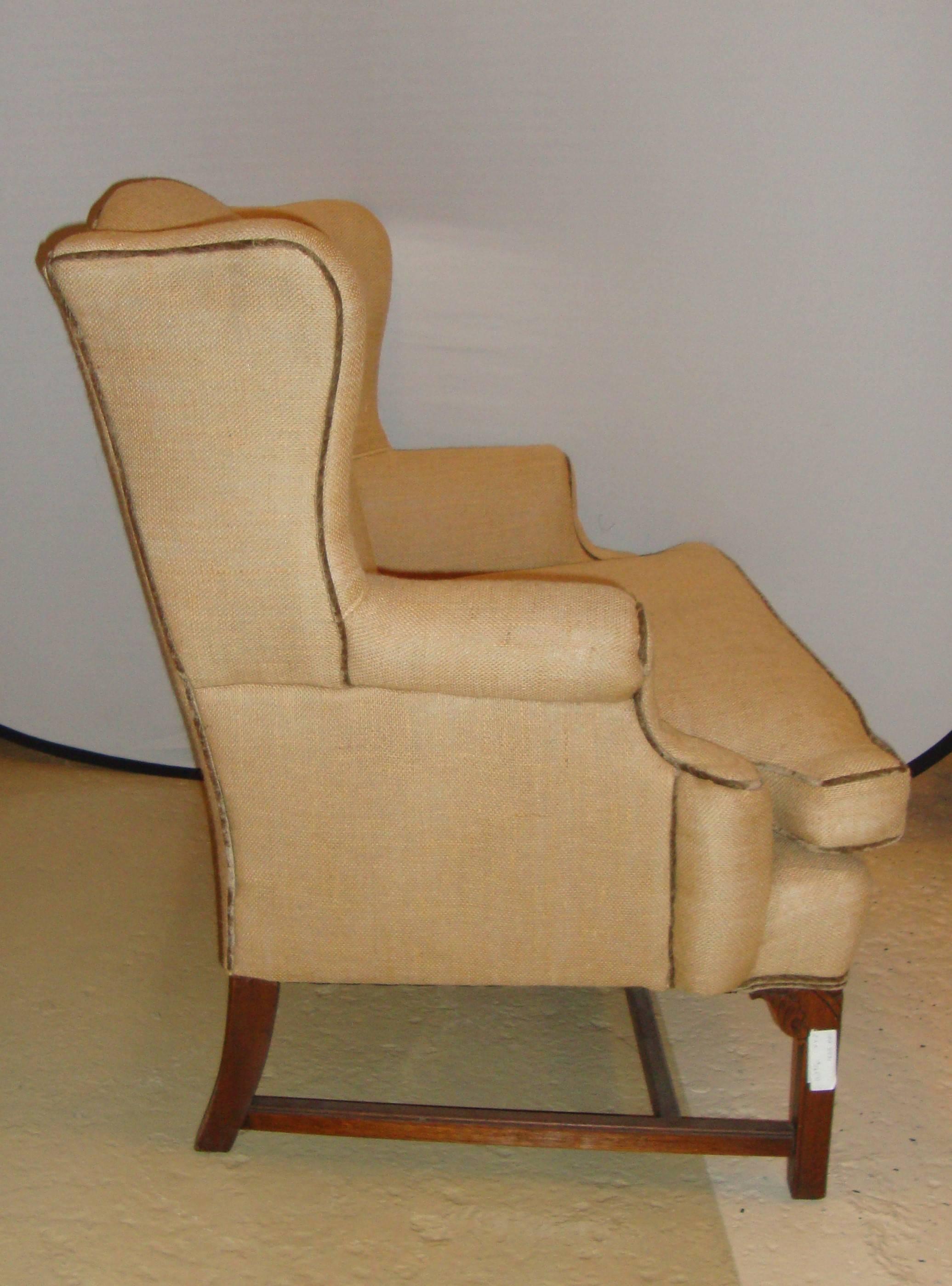 20th Century Mid-Century Settee Marquis Chair in New Fabric