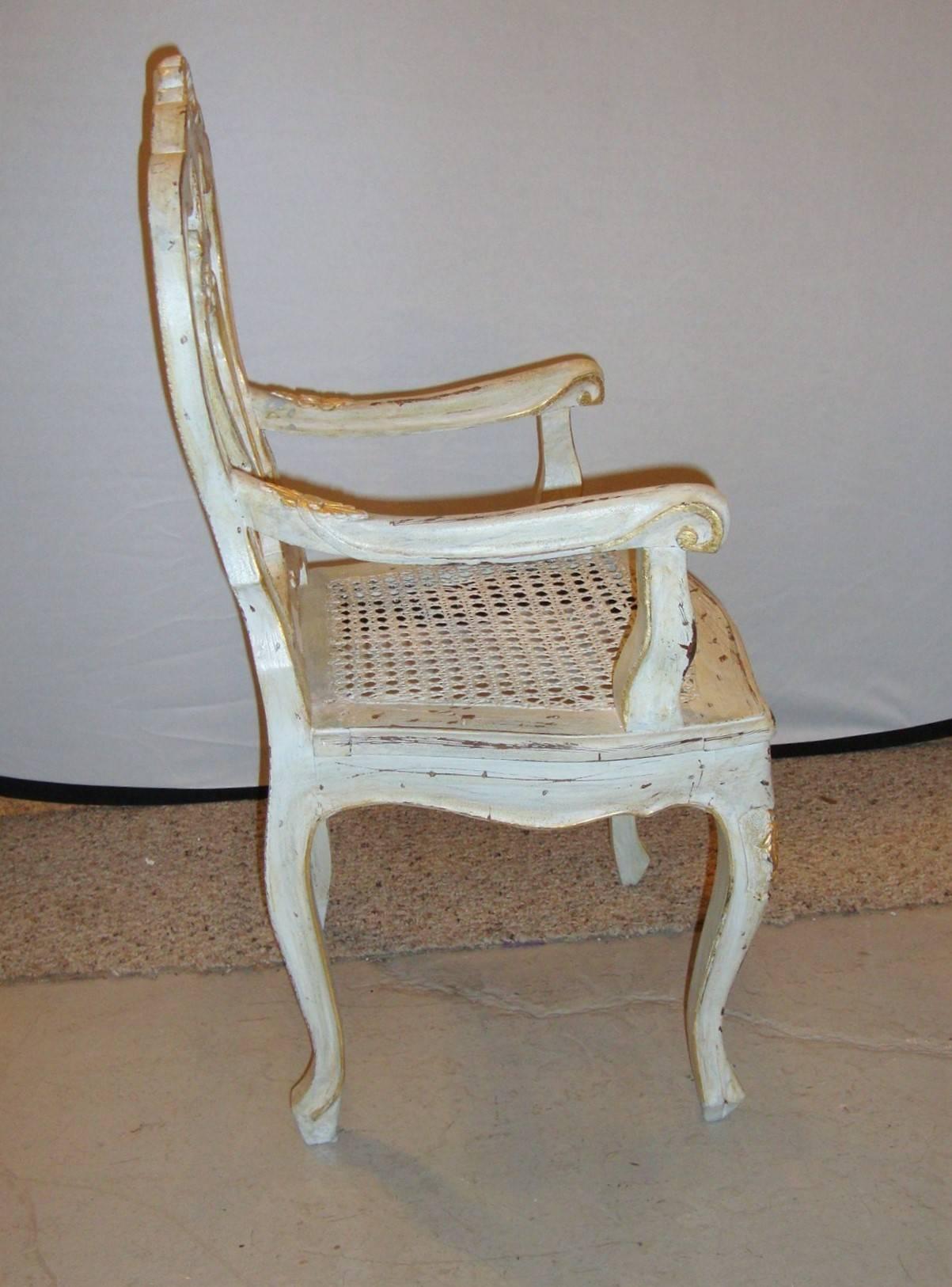 French Paint and Gilt Decorated Armchair Louis XV Style 3