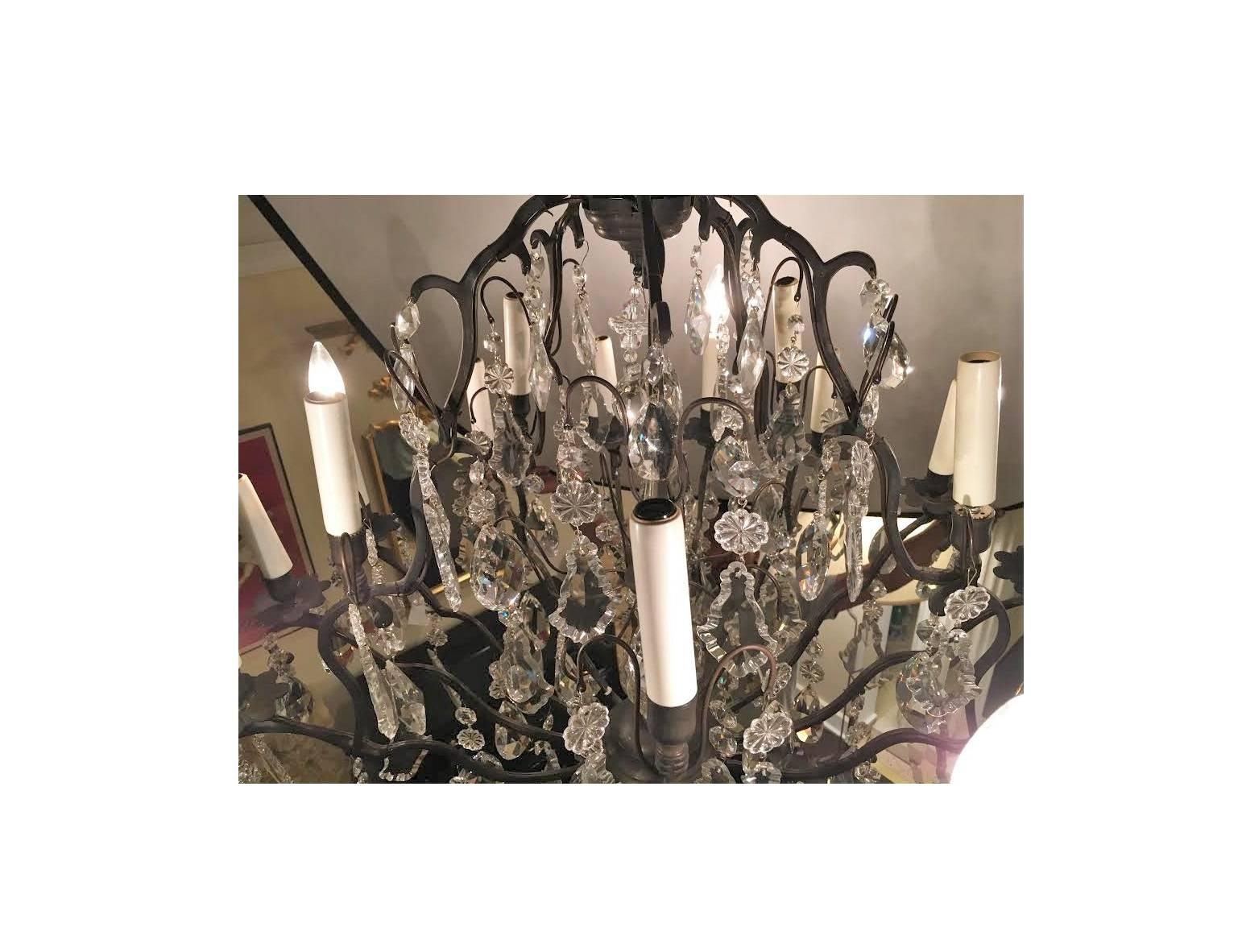 Large and Impressive Versailles Metal and Crystal Chandelier 1