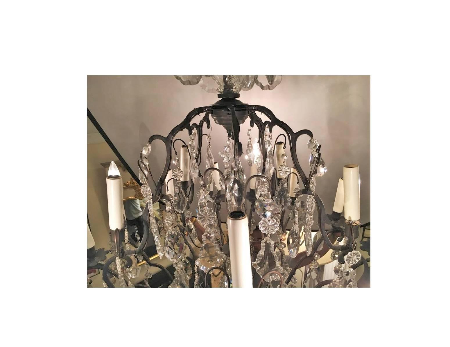Large and Impressive Versailles Metal and Crystal Chandelier 2
