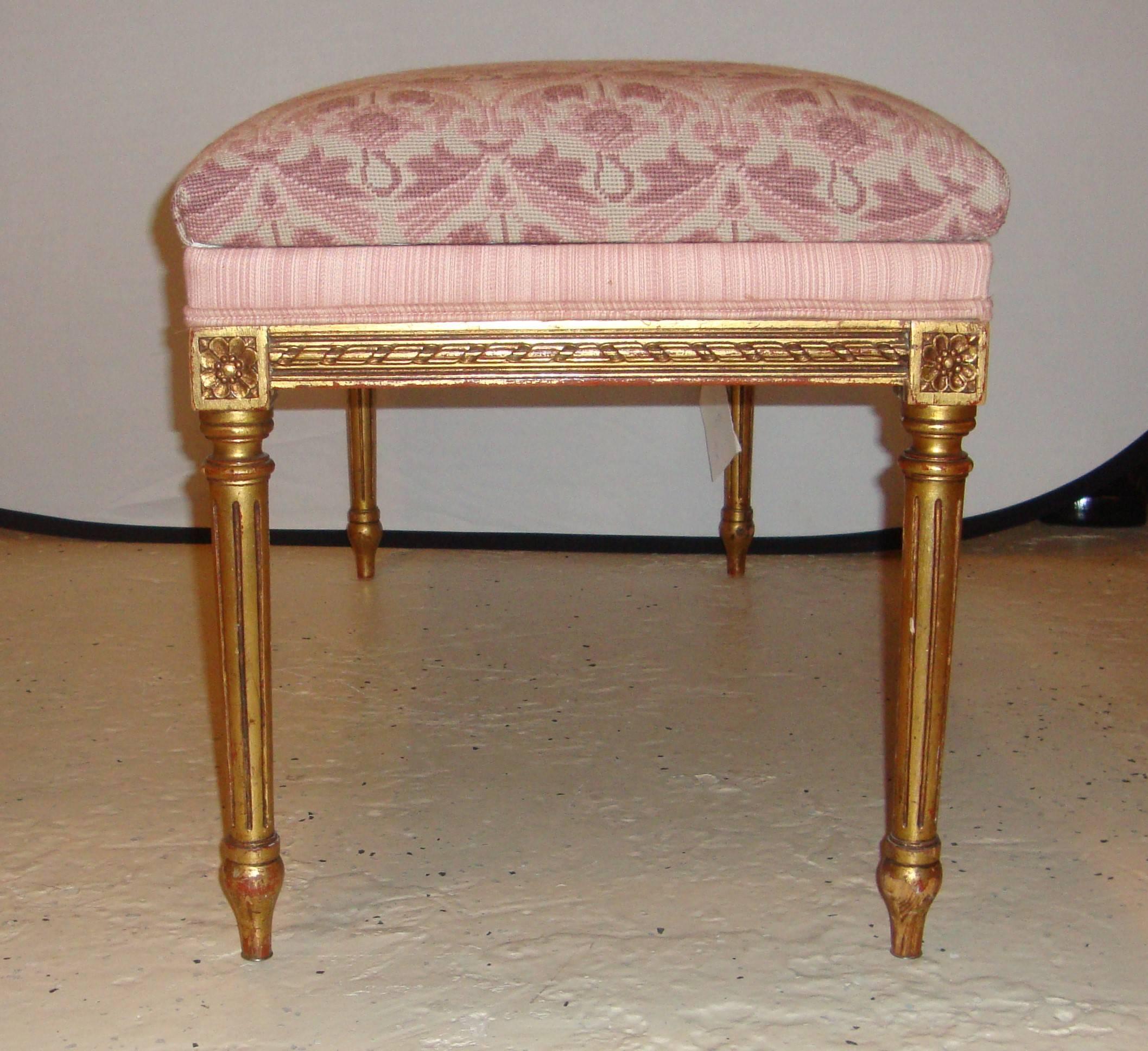 Louis XVI Style Gilt Piano Bench or Footstool 1
