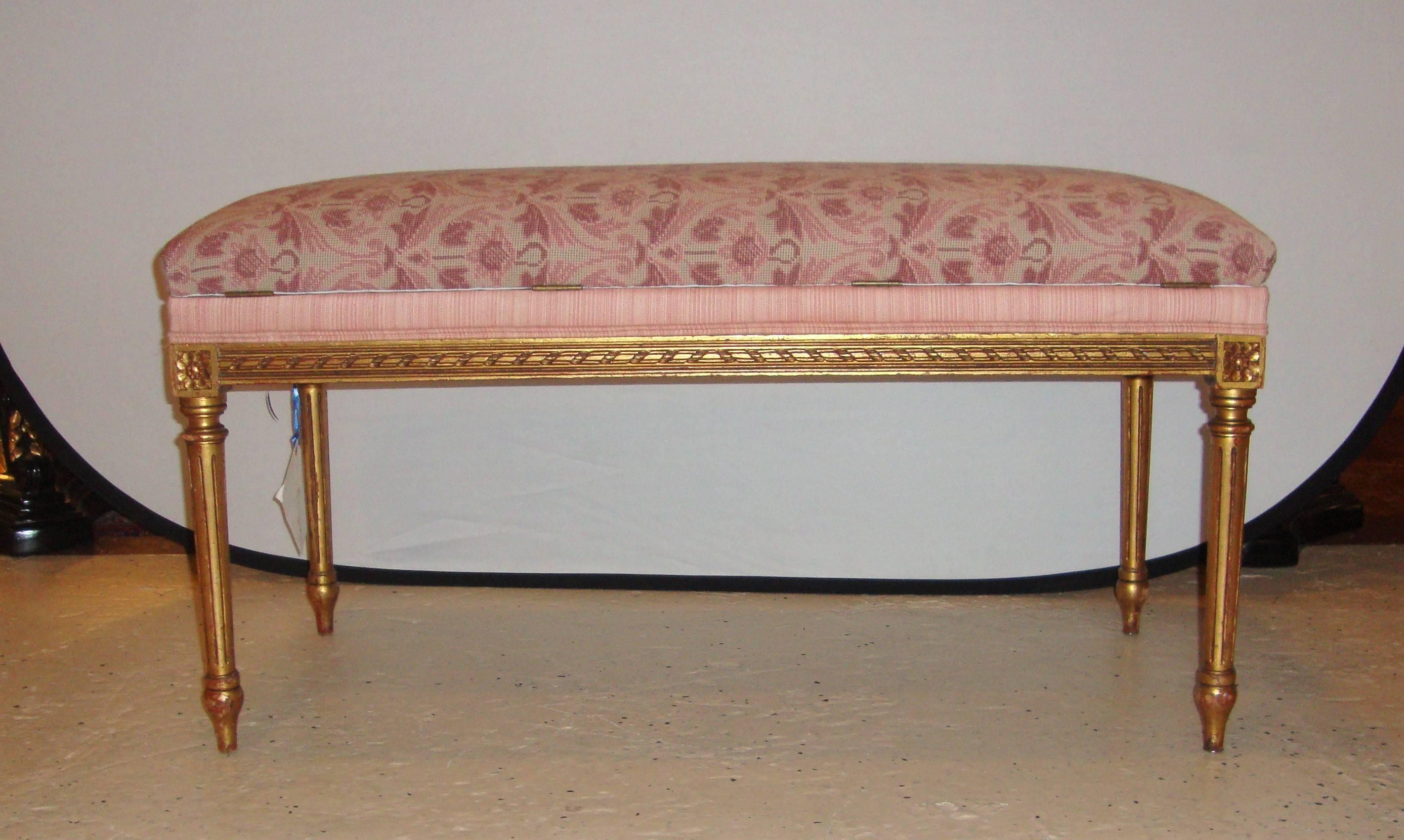 Louis XVI Style Gilt Piano Bench or Footstool In Good Condition In Stamford, CT