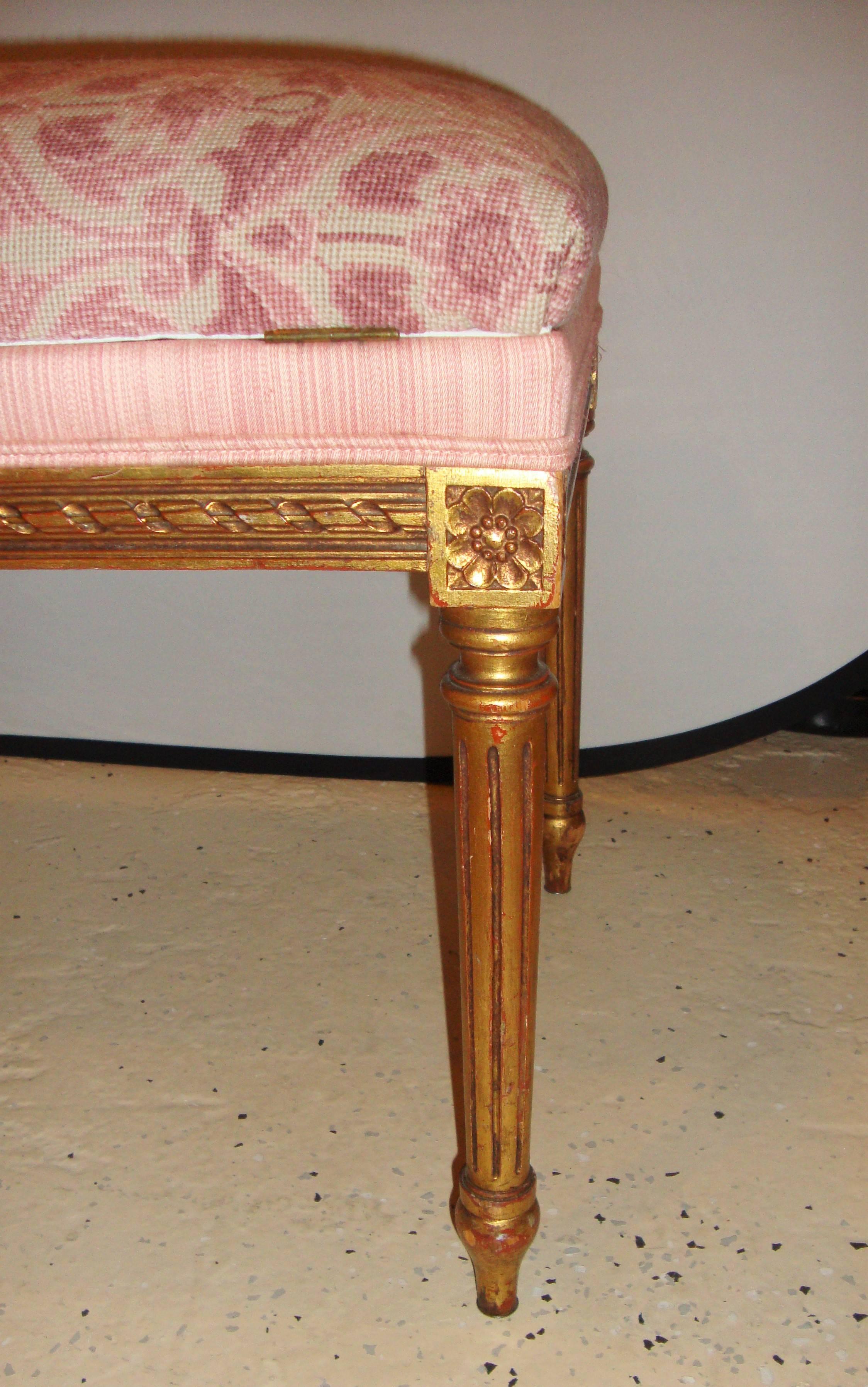 Louis XVI Style Gilt Piano Bench or Footstool 4