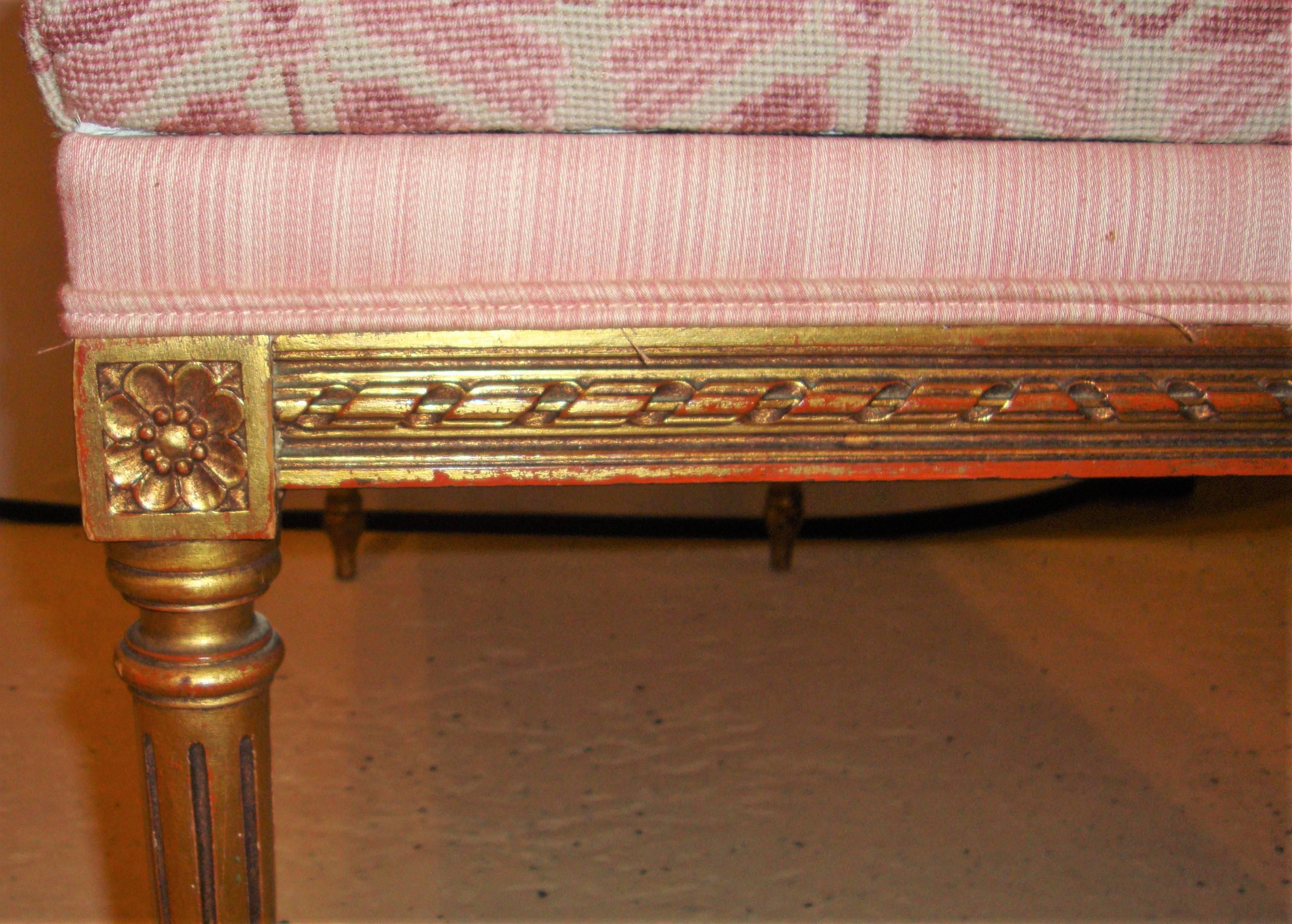 Louis XVI Style Gilt Piano Bench or Footstool 5