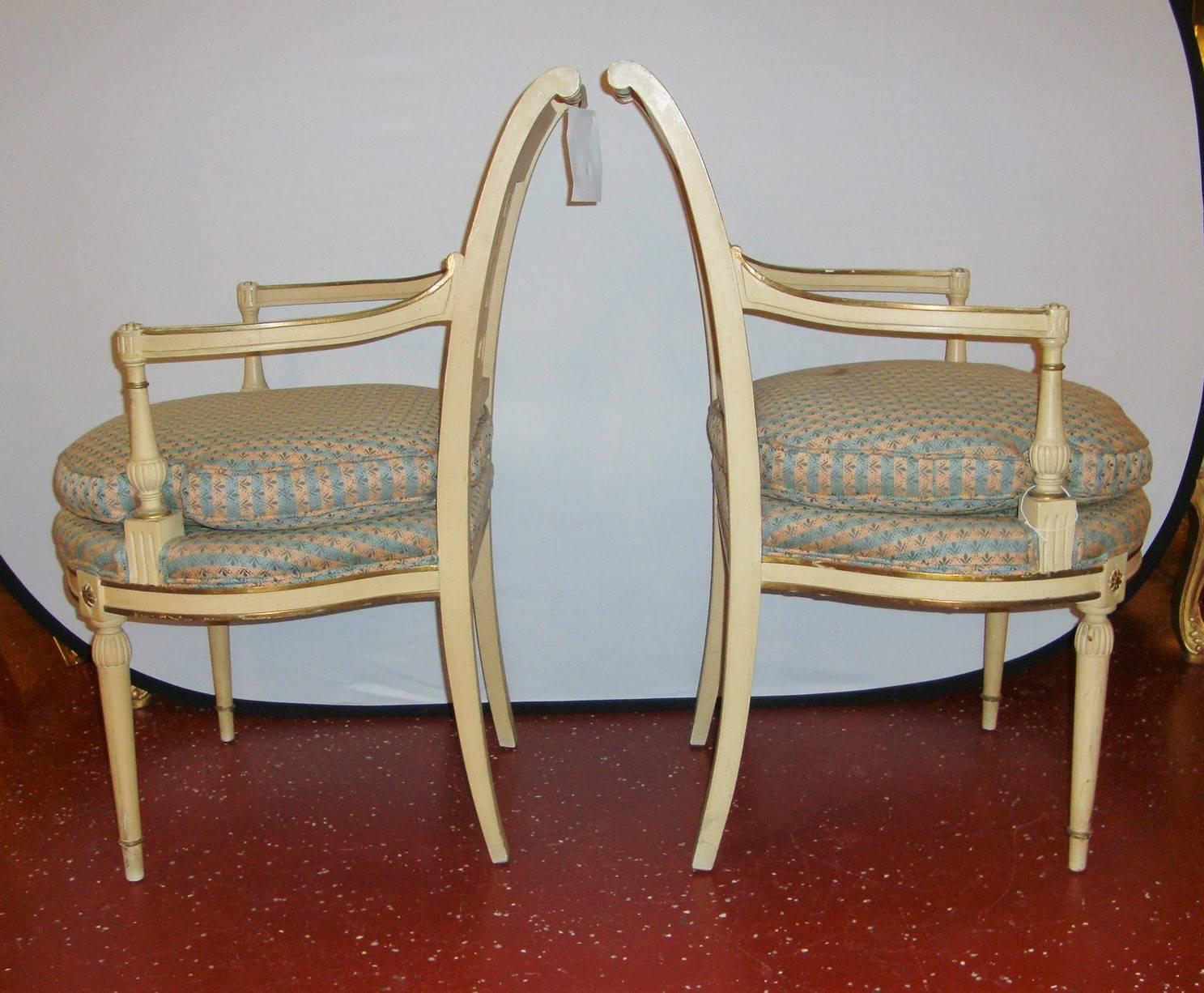 Pair of Empire Style Creme Paint Chairs 1