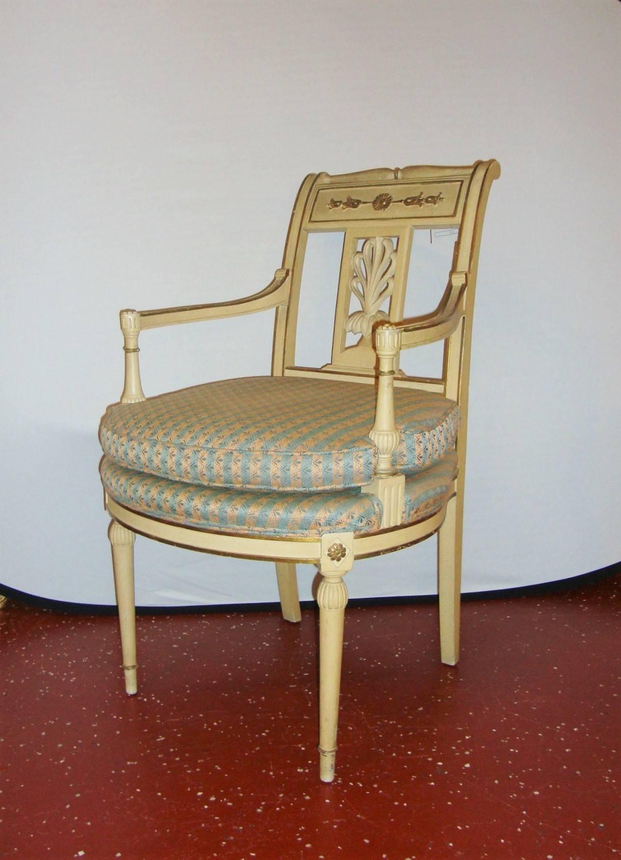 Pair of Empire Style Creme Paint Chairs 2