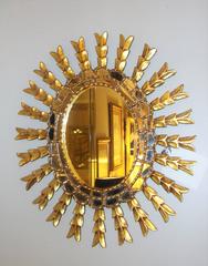 Sunburst Style Arrow Form Giltwood Wall Mirror