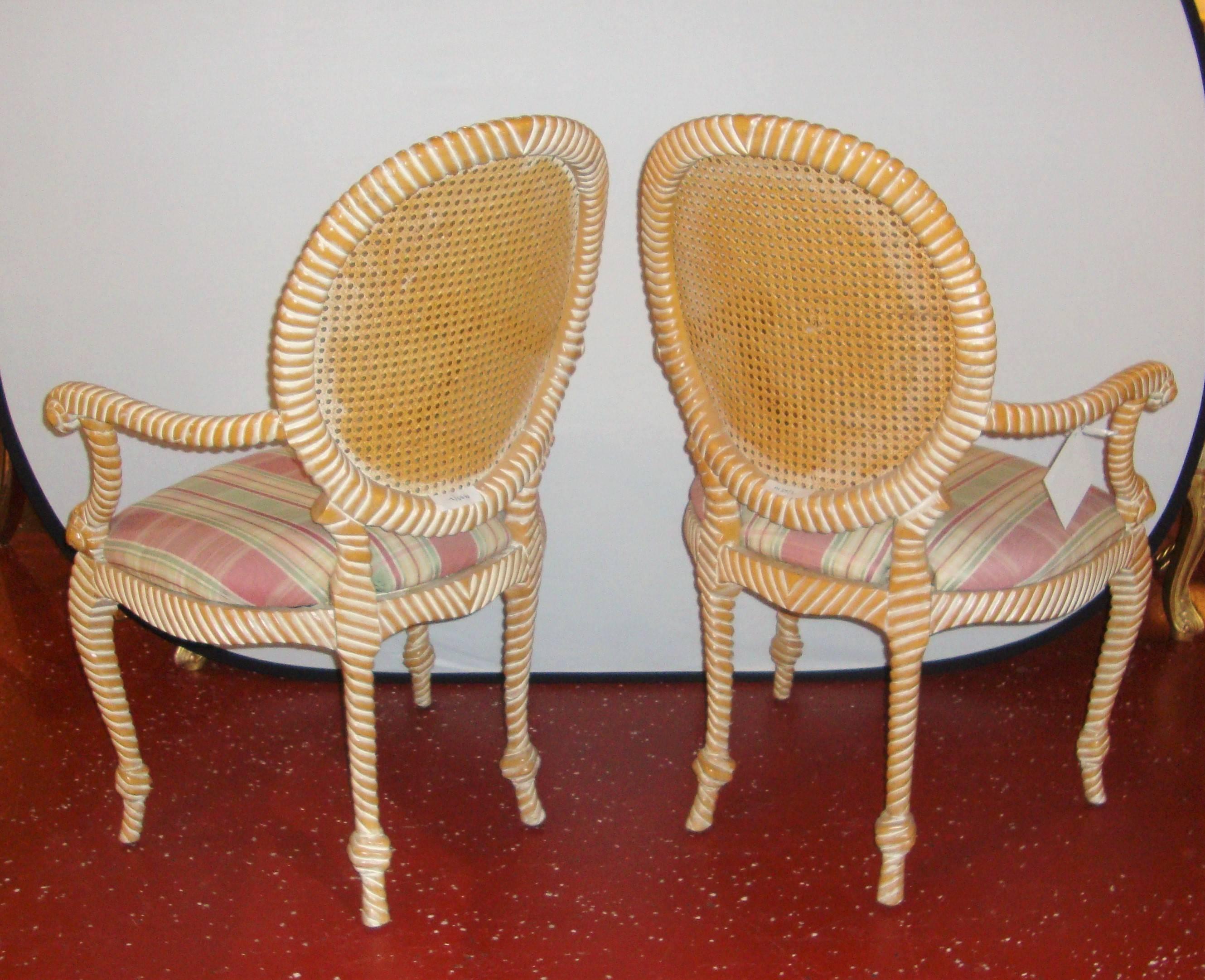 Mid-20th Century Pair of Twisted and Knotted Form Armchairs For Sale