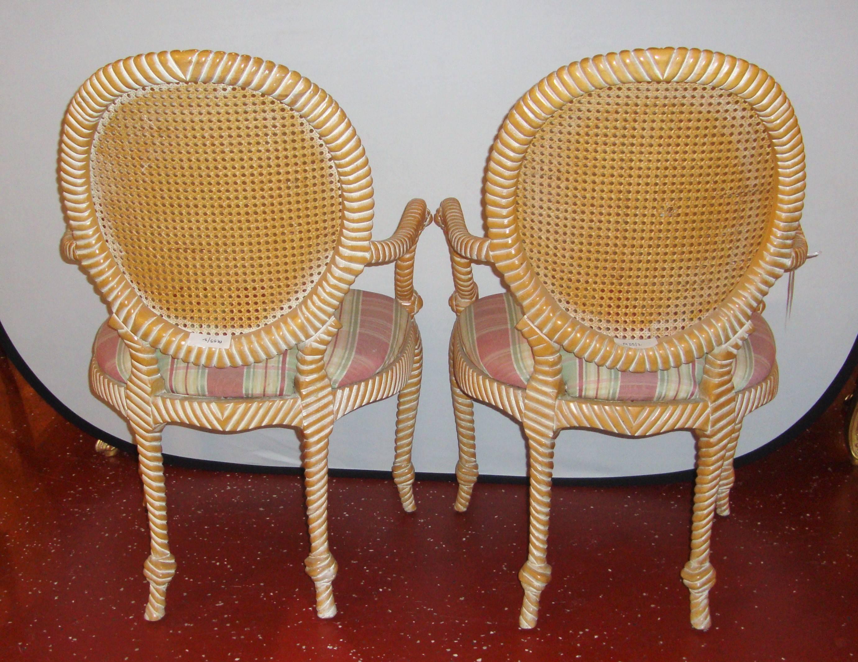Wood Pair of Twisted and Knotted Form Armchairs For Sale