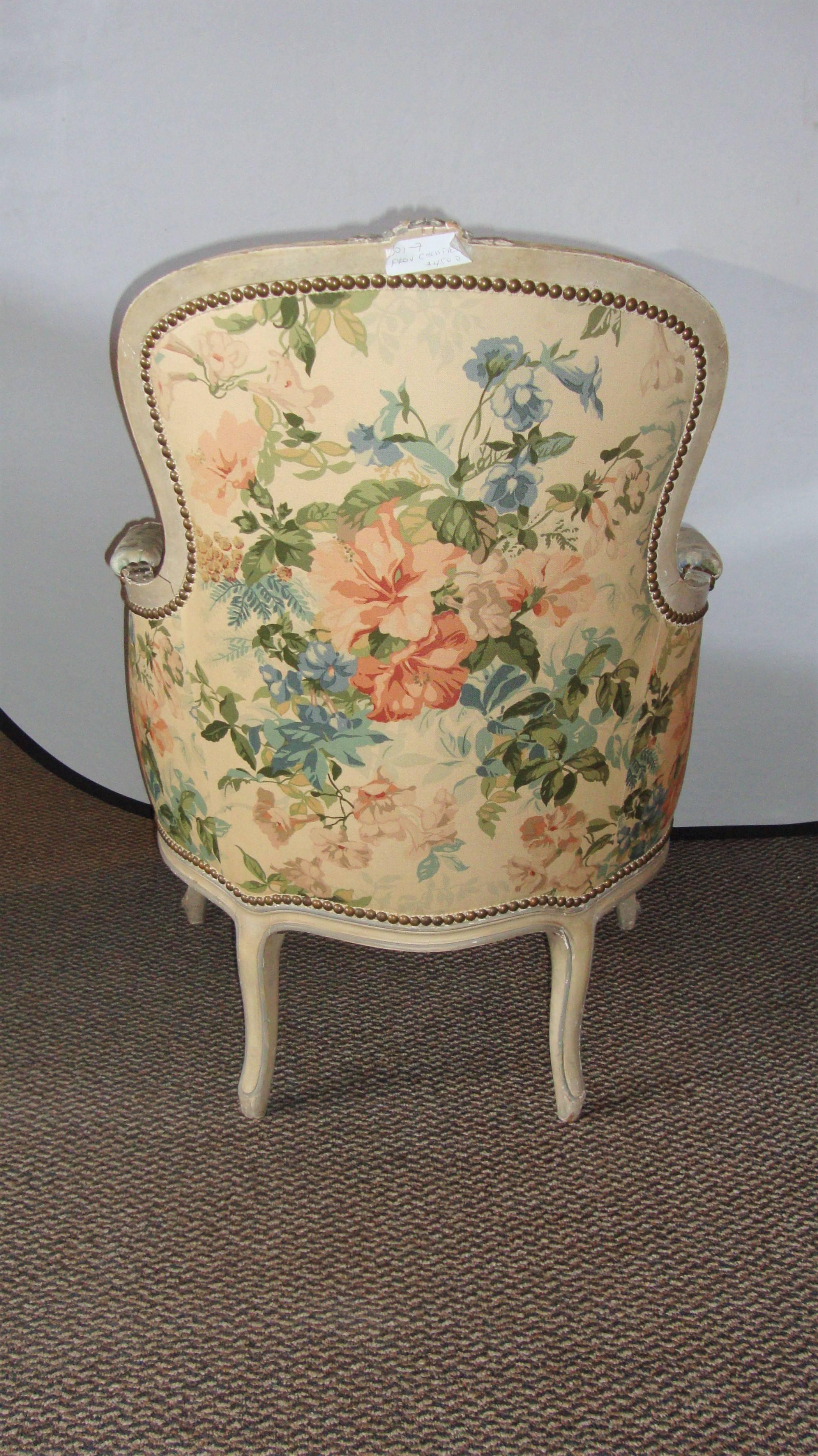 20th Century Pair of Louis XV Style Distressed Paint Decorated Chairs by Jansen