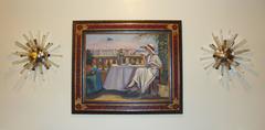 Oil On Canvas Woman by the Sea by Baton HIghly Decorative Chinoiserie Frame