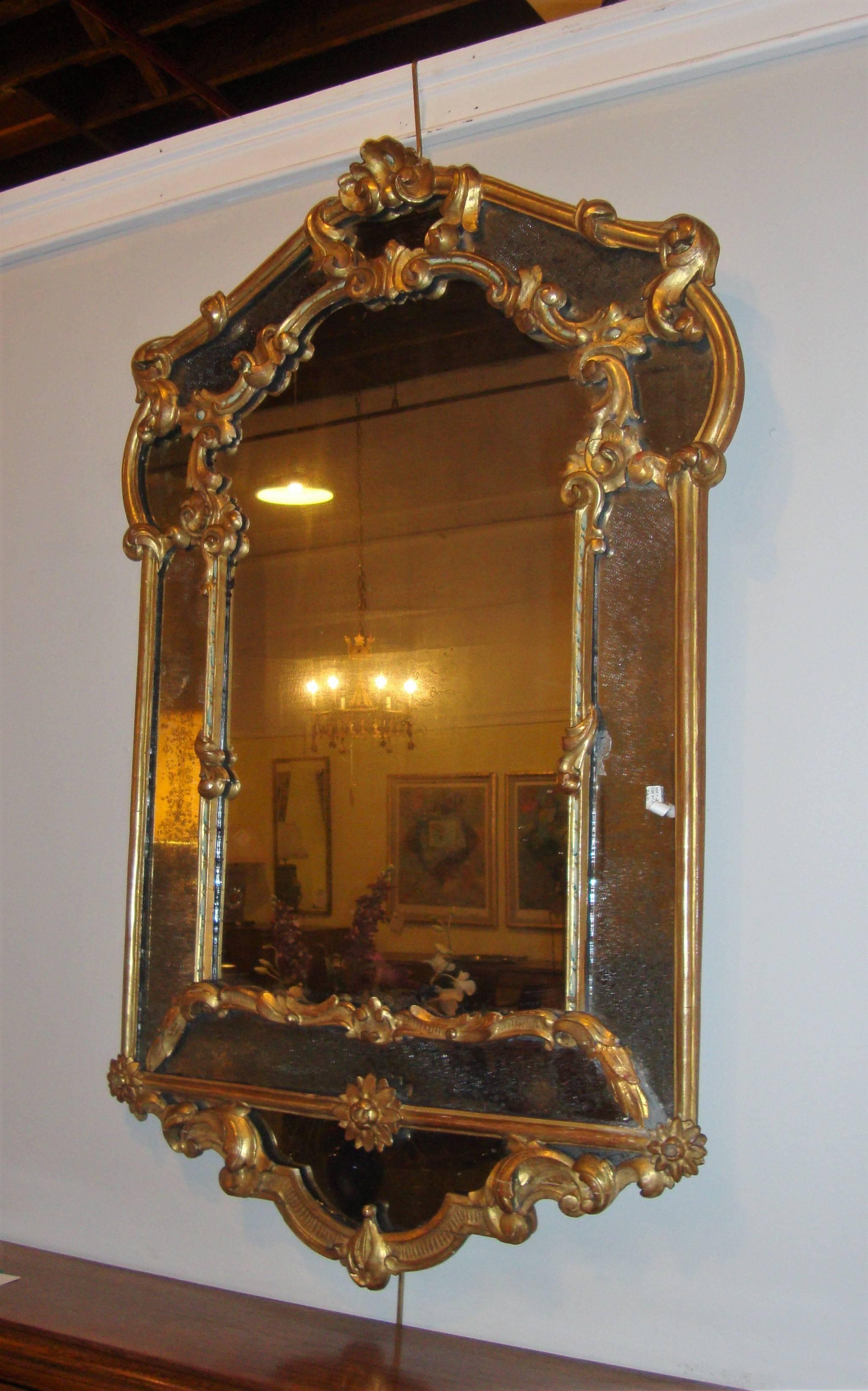 Hollywood Regency Italian Giltwood Wall or over the Mantle Mirror
