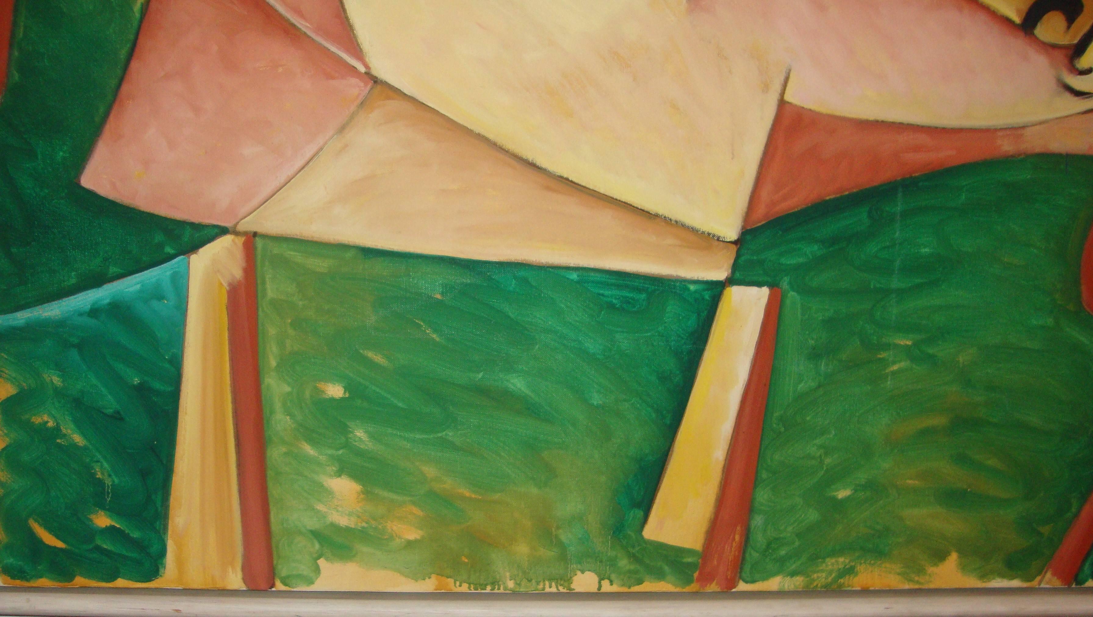 Abstract Painting Signed L. Forsstrom Depicting A Person Sitting At Table 1