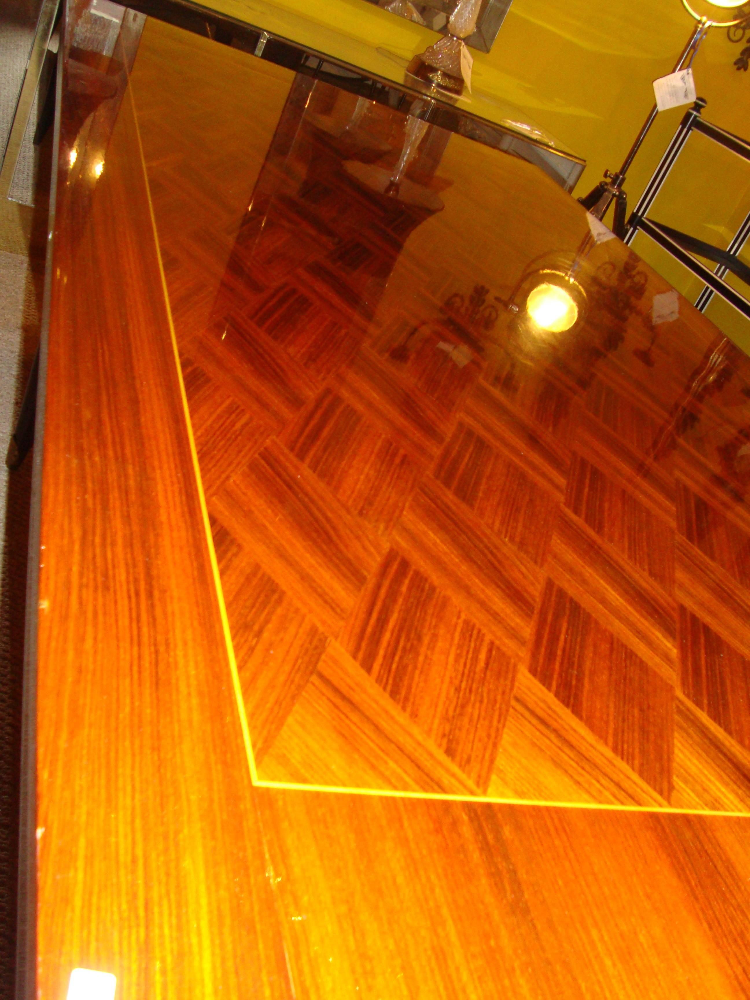 Mid-20th Century Italian Mid-Century Modern Parquetry Inlaid Dining Table Fine Exotic Wood