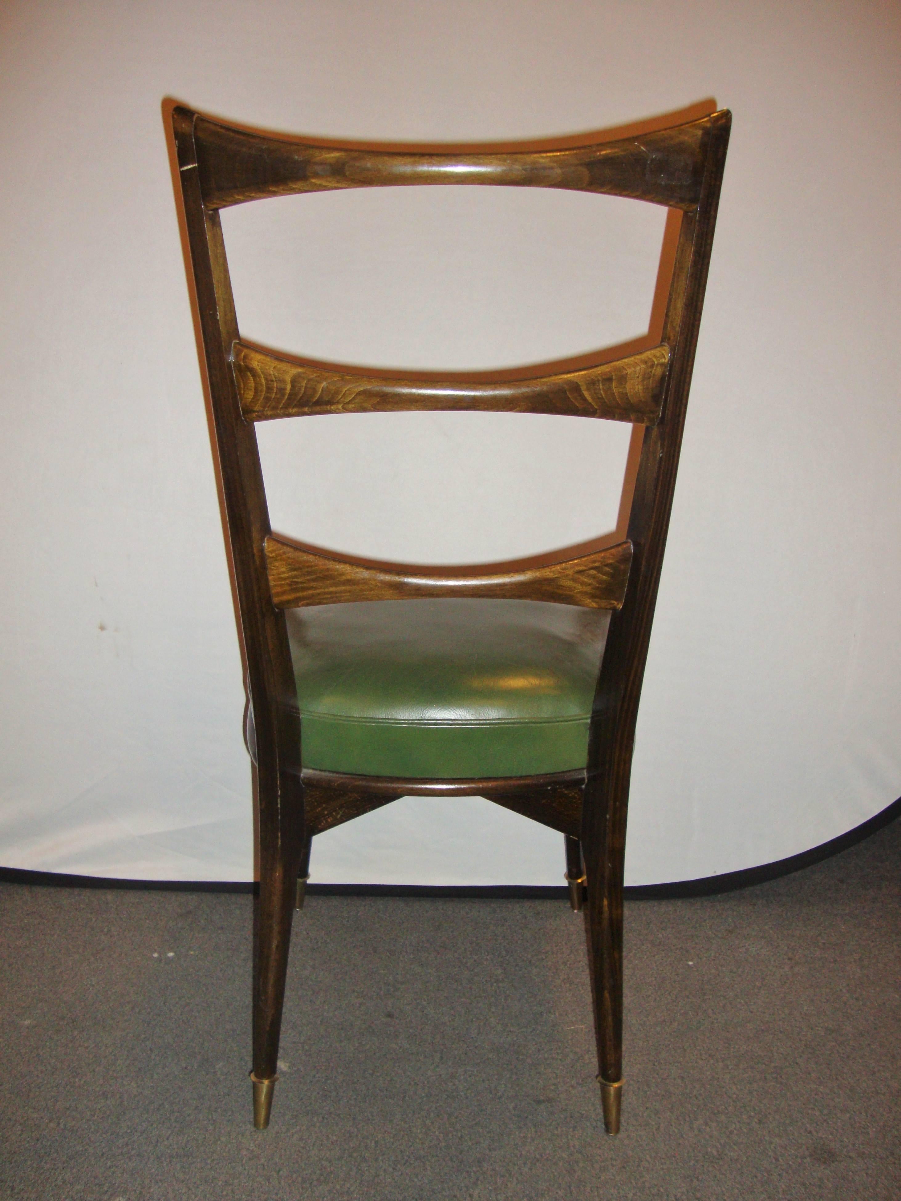 Mid-20th Century Set of Eight Italian Mid-Century Modern Dining Chairs Sturdy Ladder Back
