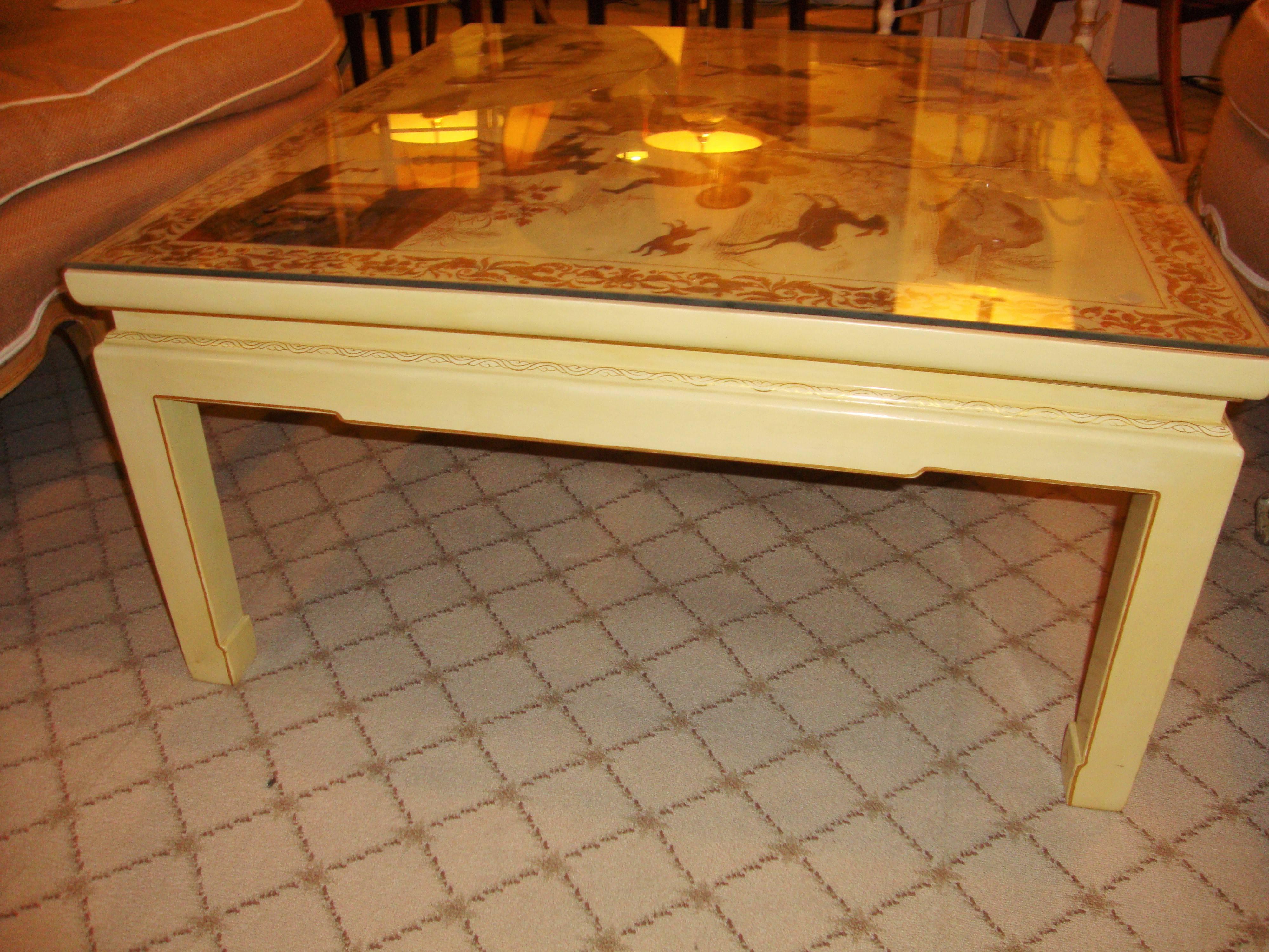 Custom Chinoiserie Paint Decorated Coffee Table 1