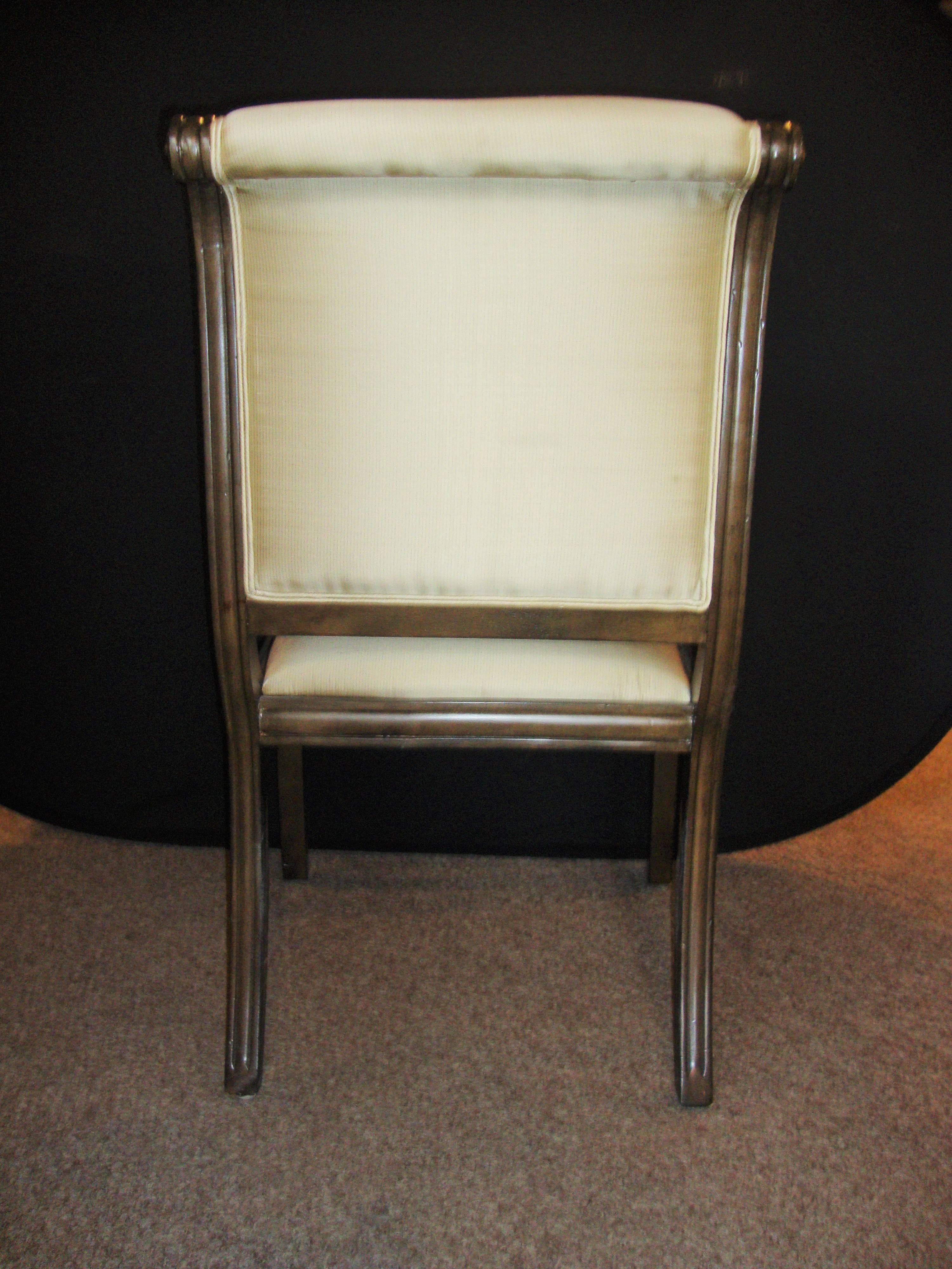 Hollywood Regency Set of Eight (two-arm and a set of six chairs)Sabre Leg Sleigh Back Dining Chair