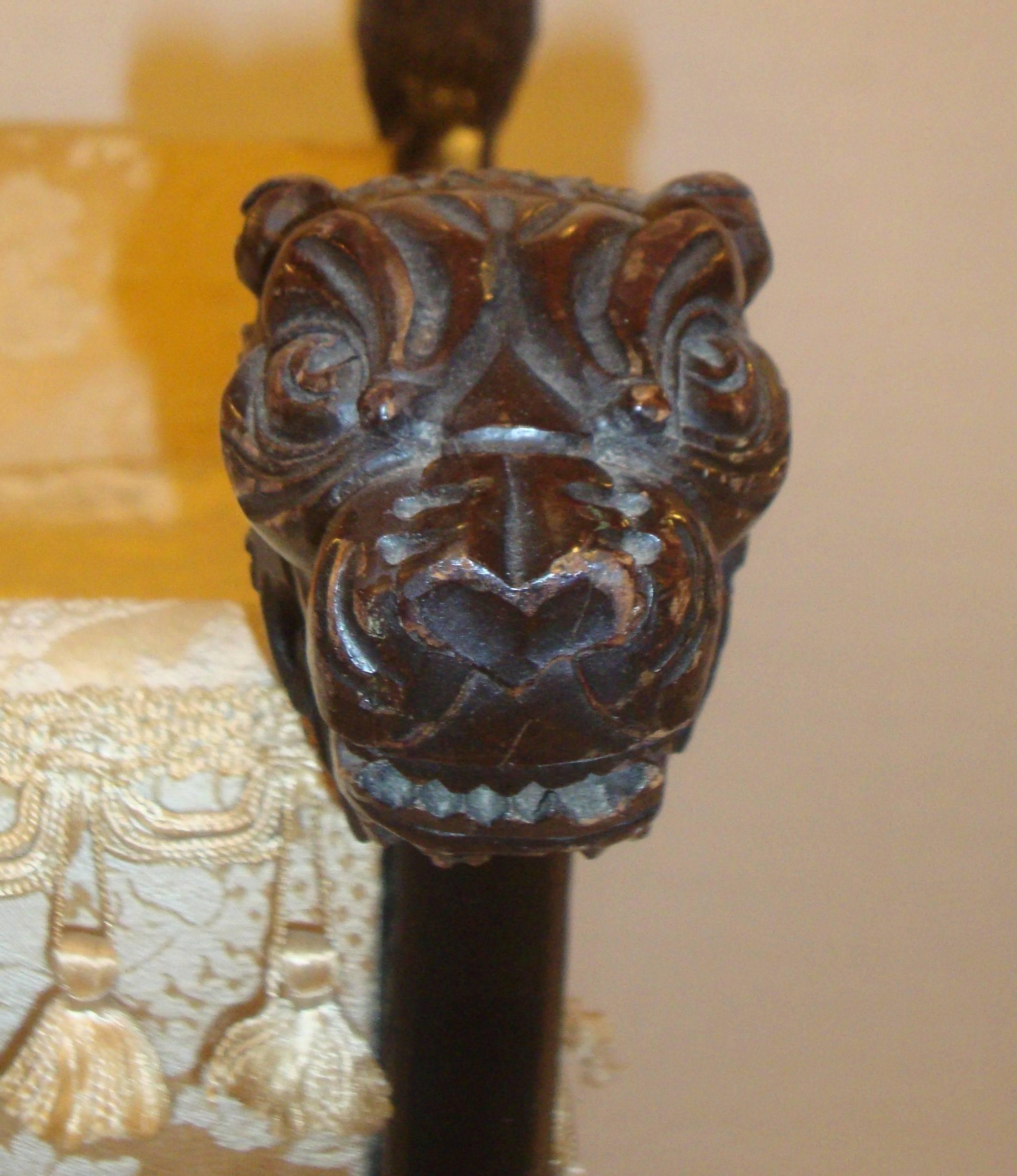 20th Century 19th Century Lion Head X Bench Finely Carved And Detailed