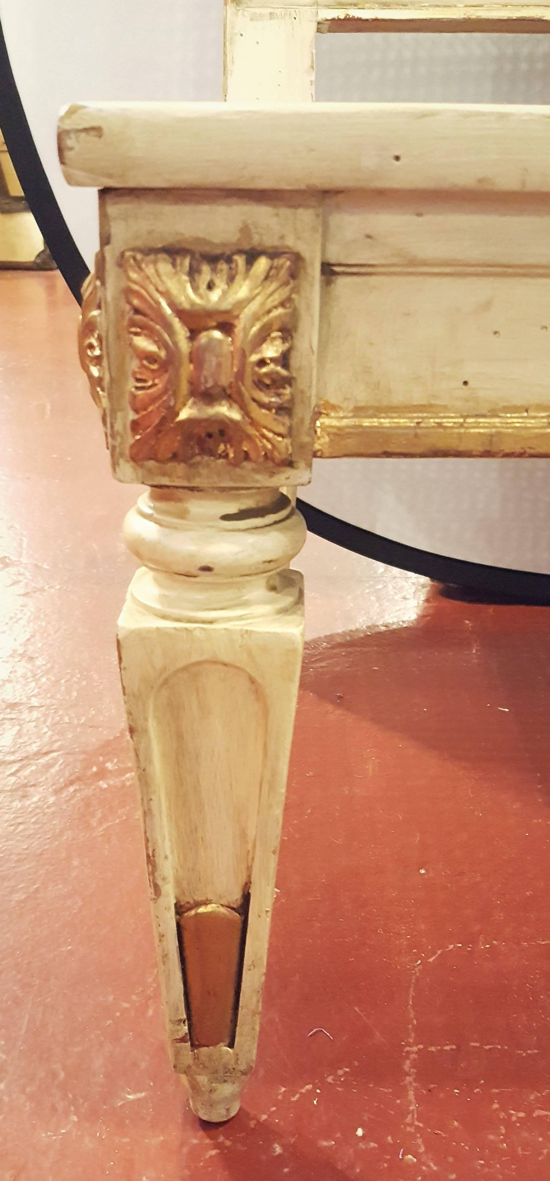 Hollywood Regency Style Paint Decorated and Gilt Gold Louis XVI Style Settee 3
