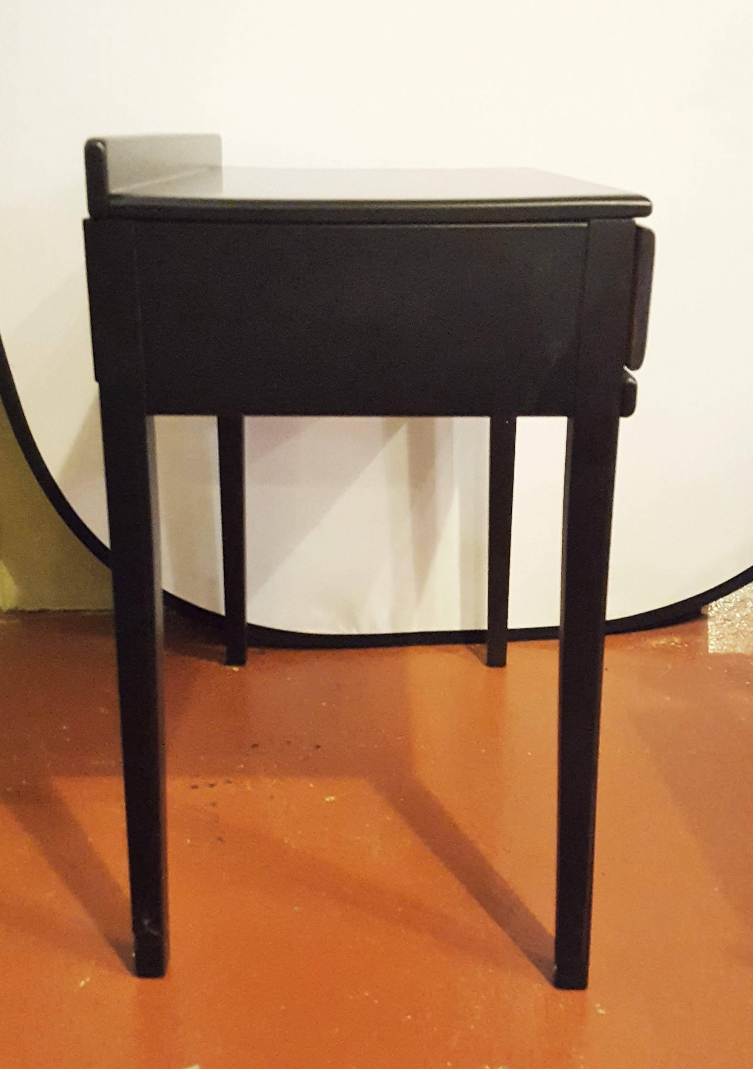 Ebonized Vanity or Desk With Single Drawer Hollywood Regency Style 2
