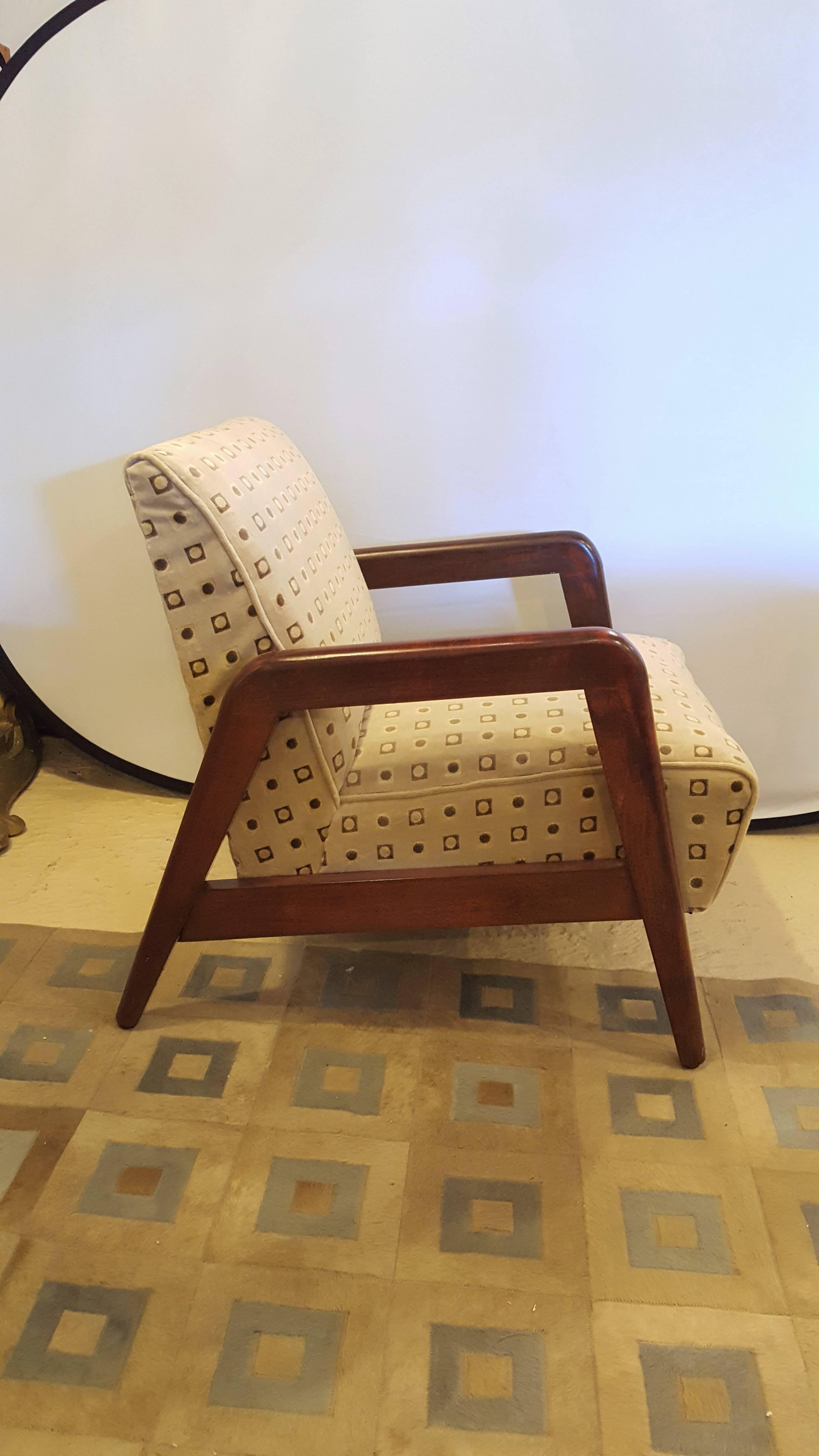 20th Century Pair of Mid-Century Modern Armchairs, One Rocker & One Lounge Chair 