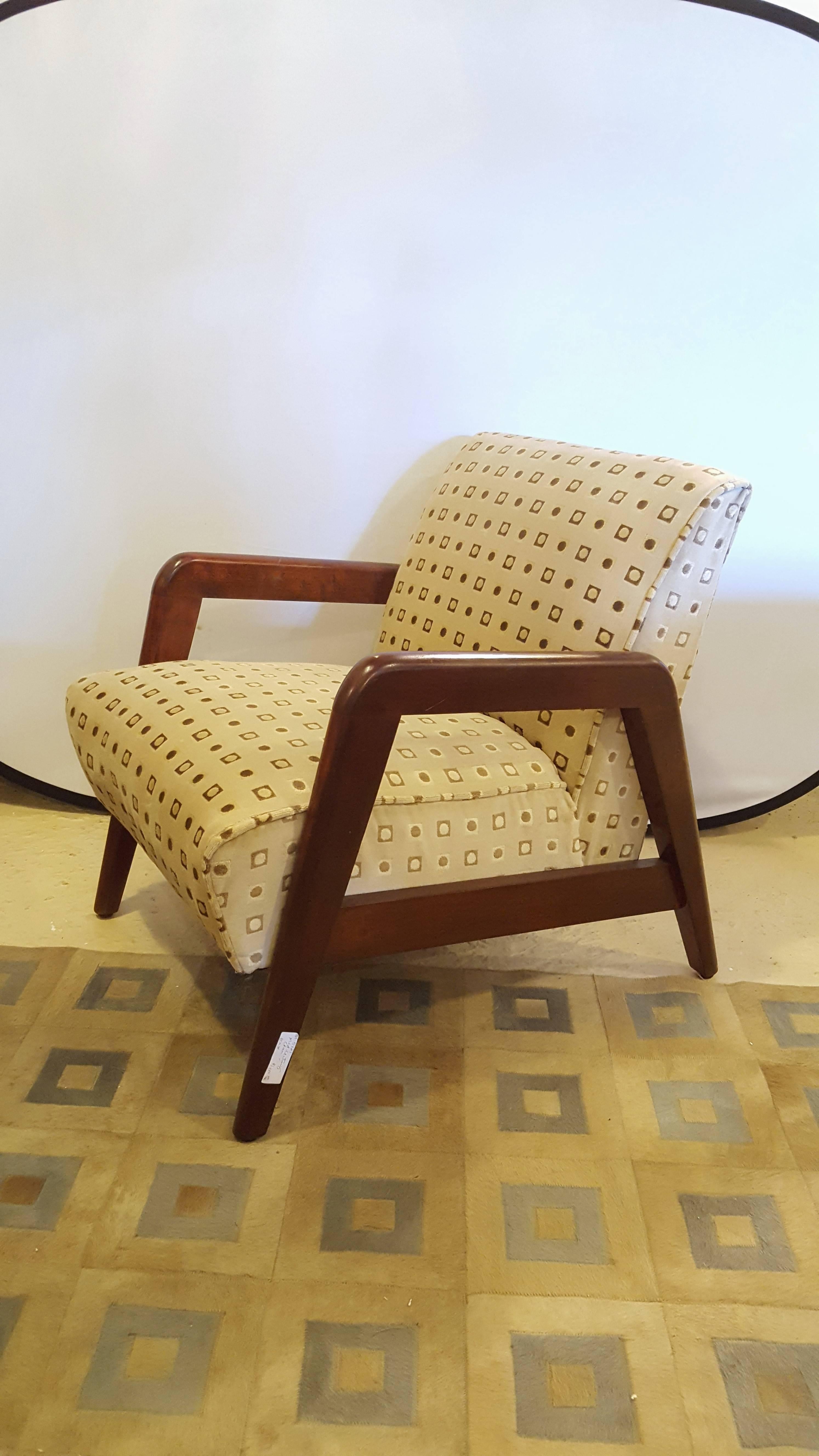 Pair of Mid-Century Modern Armchairs, One Rocker & One Lounge Chair  1