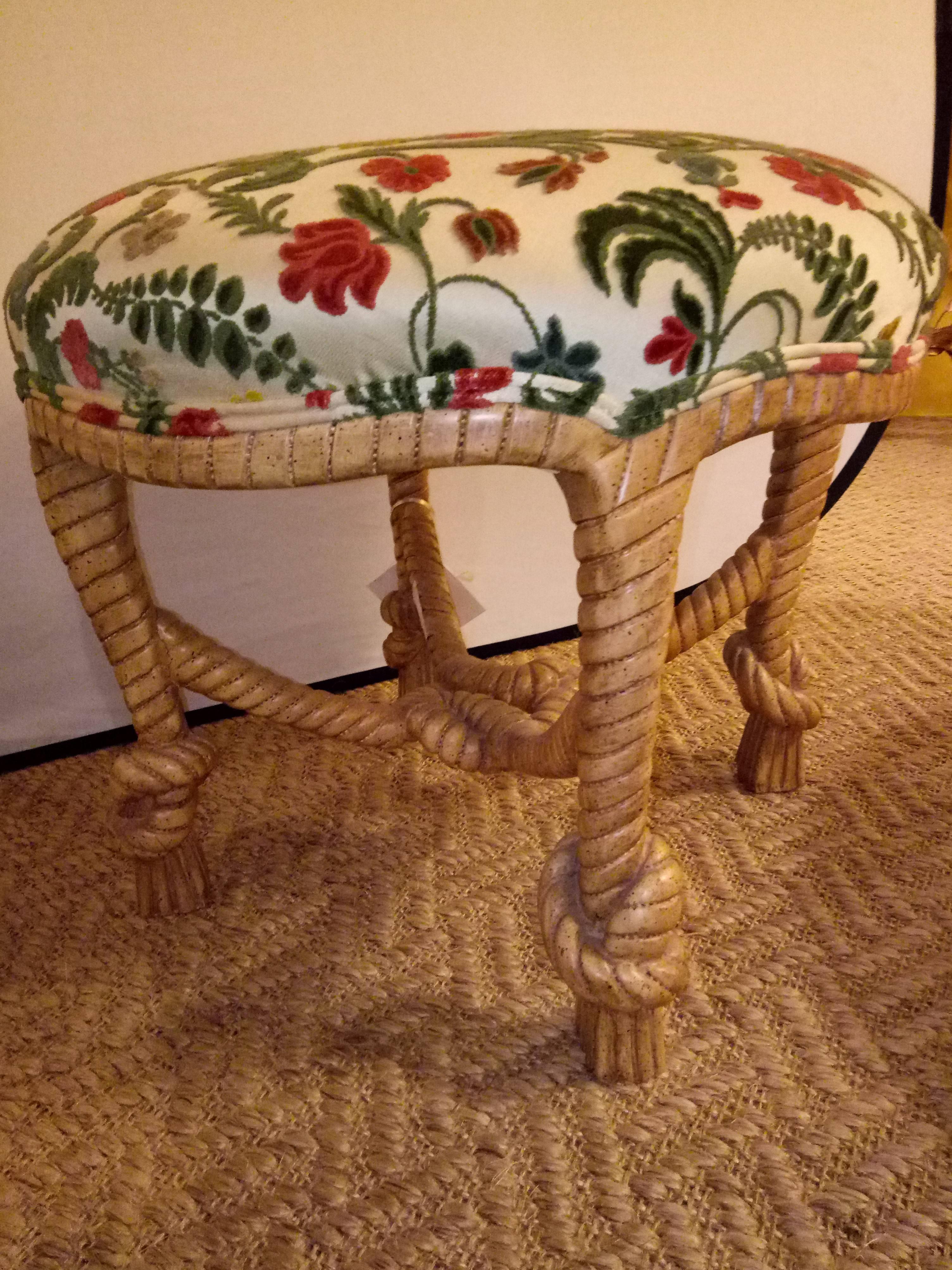 Pair of Rope Form Round Benches Stools  In Good Condition In Stamford, CT
