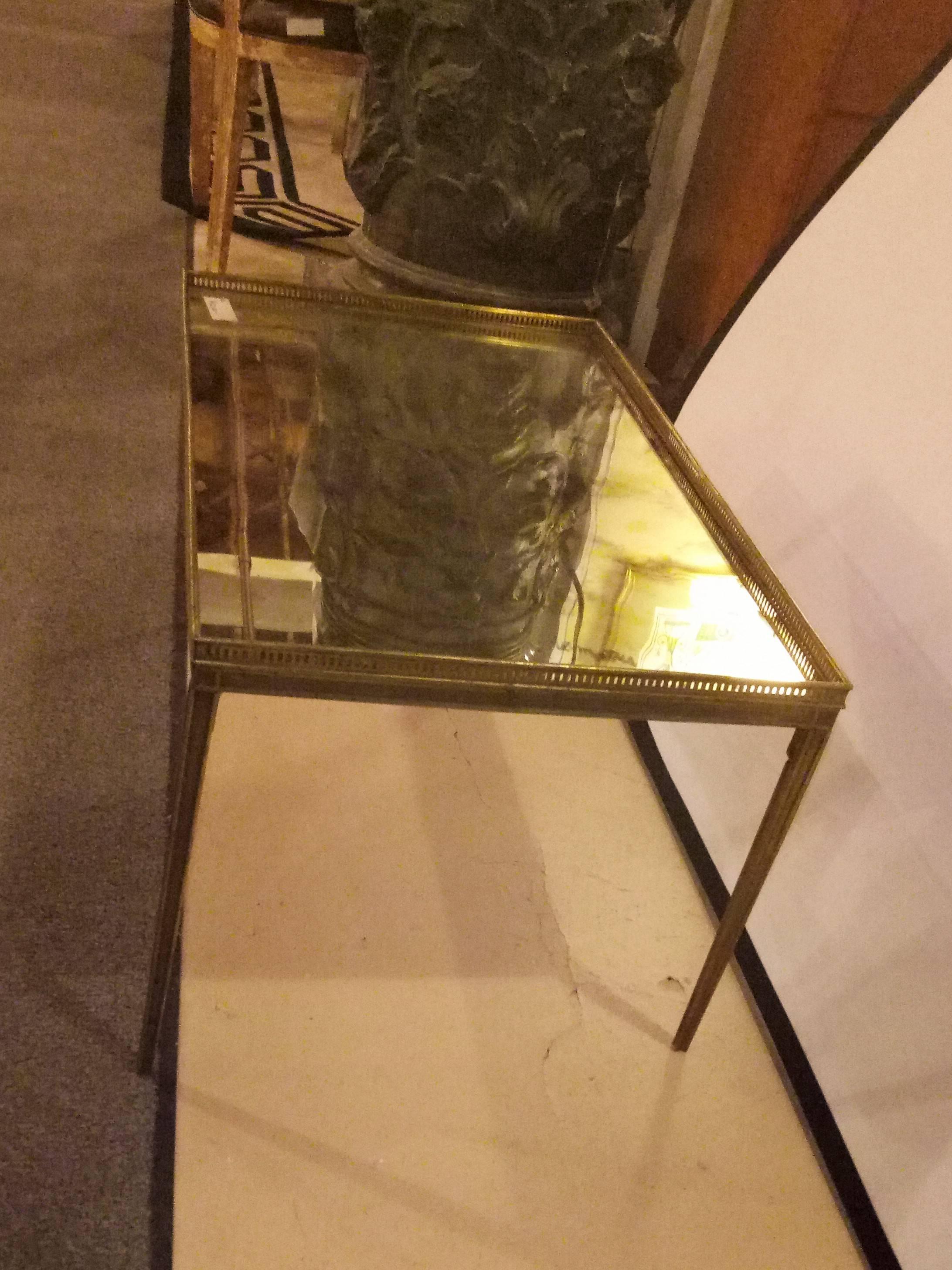 Italian Coffee Table with Mirror Top in Maison Baguès Style