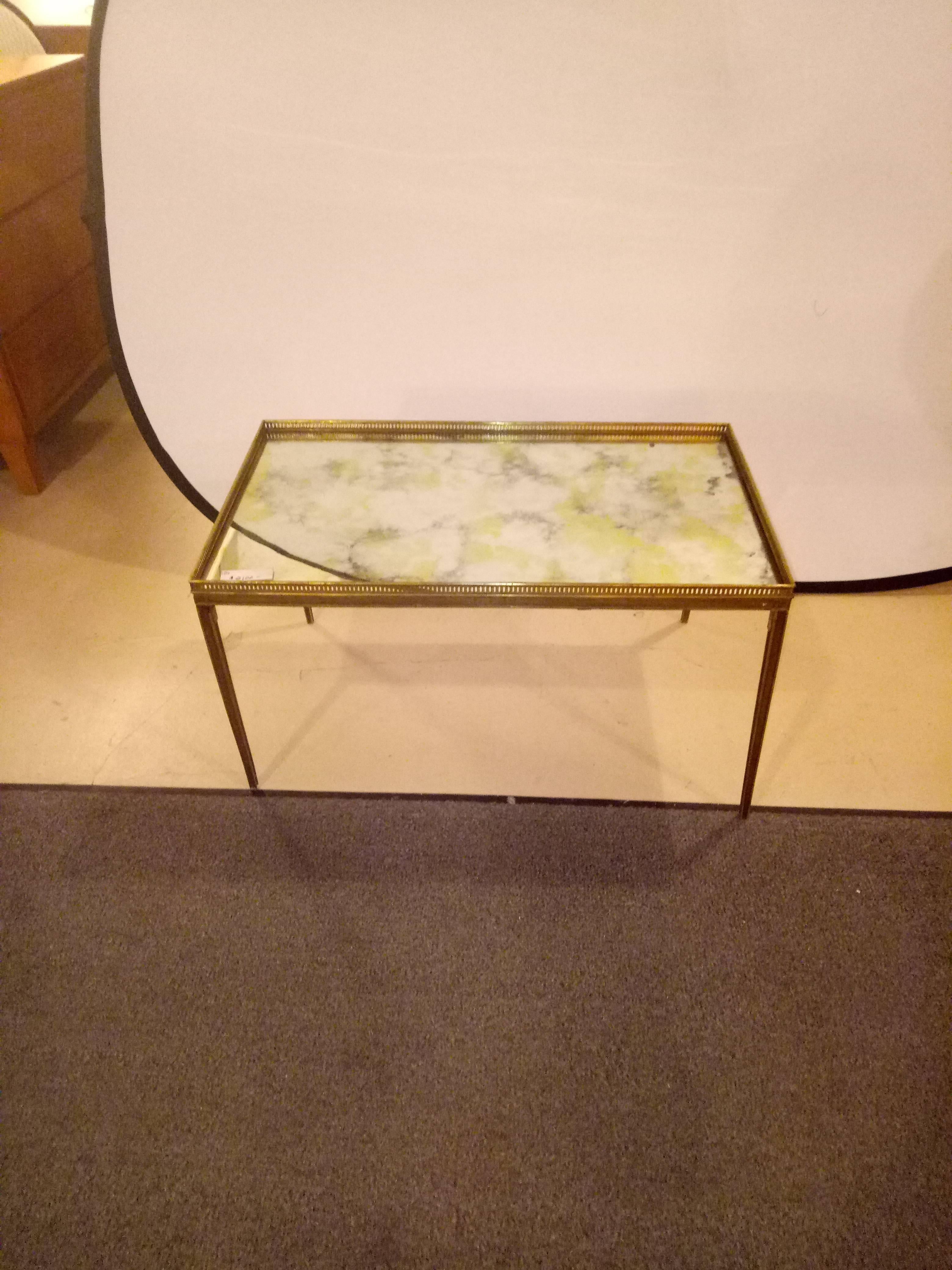 Hollywood Regency Coffee Table with Mirror Top in Maison Baguès Style