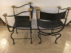 Paire de chaises Curule Savonarola de Jansen