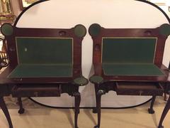 Period 1820s Irish Card / Tea Tables Solid Mahogany with Later Carvings