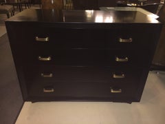 Custom Pair of Chests / Commodes in Ebony Finish by Berkey and Gay