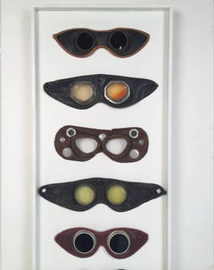 Antique Leather Motorcycle and Welding Goggle/Glasses Display