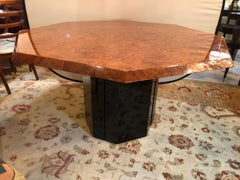 Mid-century Milo Baughman Style Burl Walnut Octagonal Dining Table