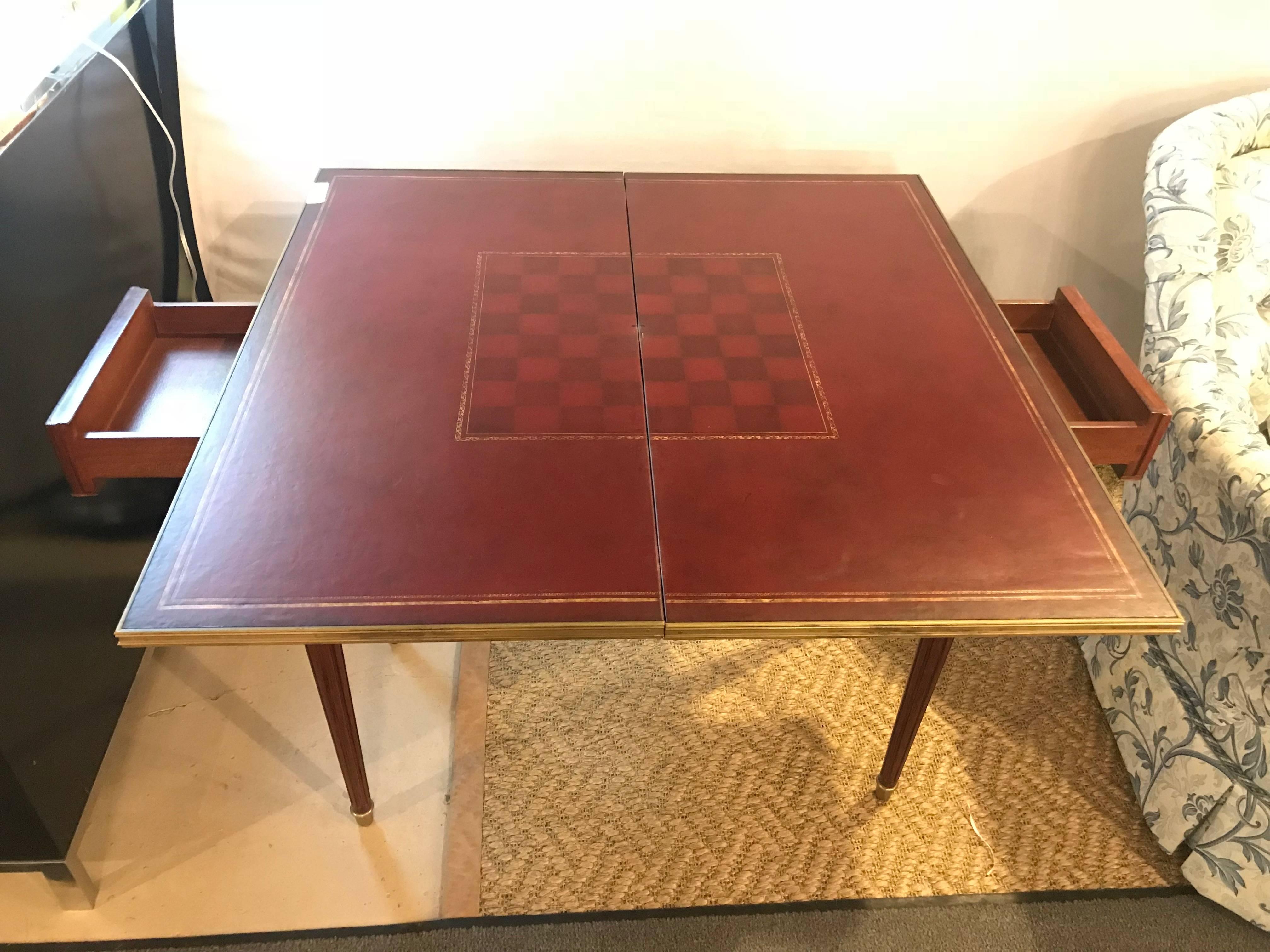 20th Century Bronze Mounted Mahogany Card Table by Ralph Lauren with Drawer