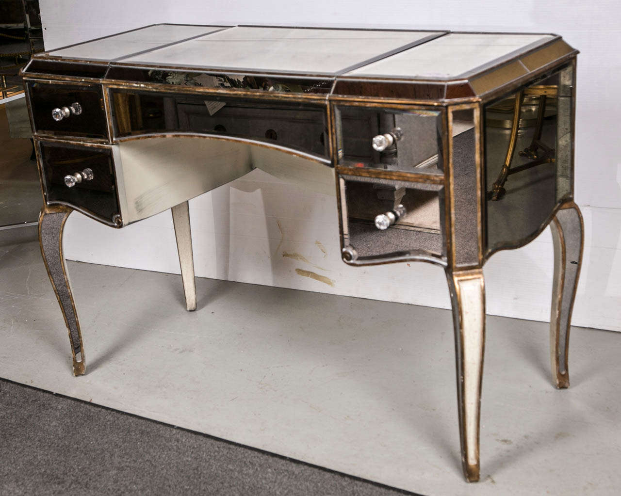 Hollywood Regency Style Mirrored Flip Top Vanity or Desk 1