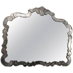 Antique Fine Venetian Style circa 1930s Vanity or over the Mantel Mirror