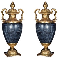 Pair of Marble and Bronze Cassolettes