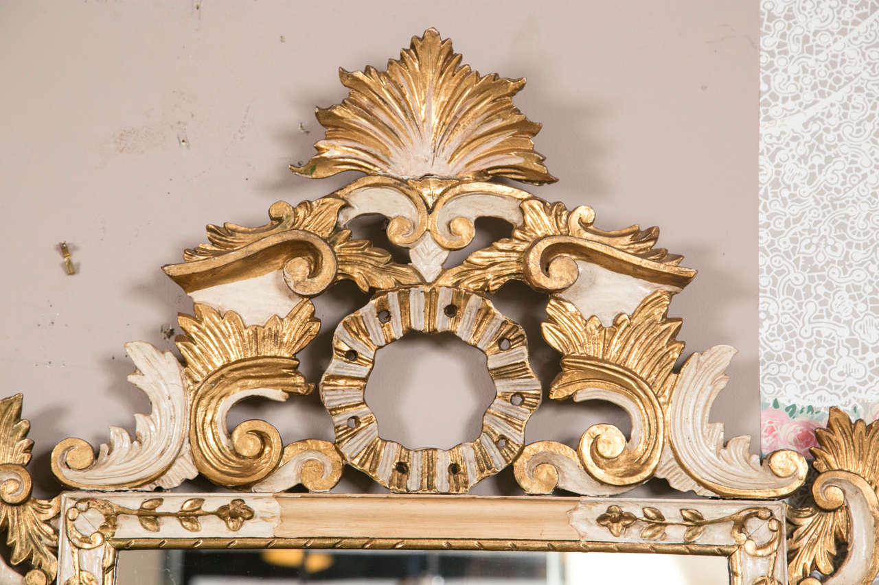 Pair of Parcel Gilt Beautifully Carved Italian Rococo Mirrors 4