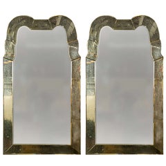 Pair of Fine "Queen Anne" Style Antiqued Venetian Distressed Glass Mirrors
