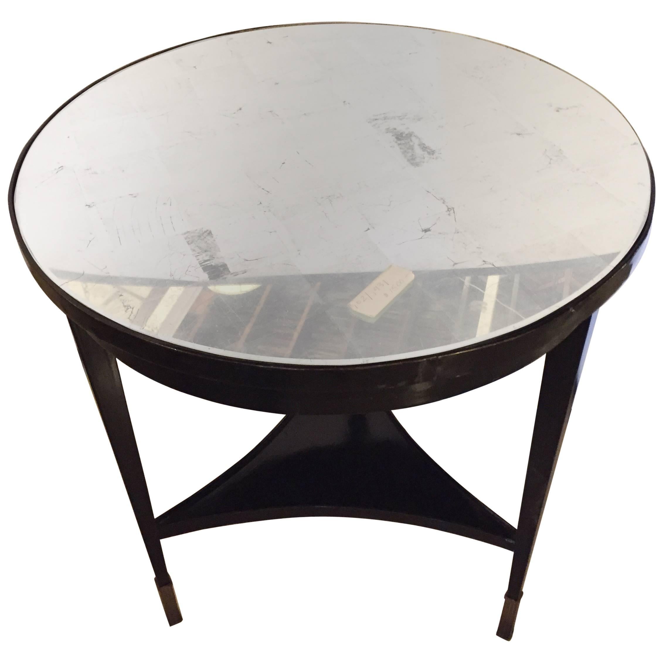 Ebonized Silver Gilt Mirror Top Centre or End Table