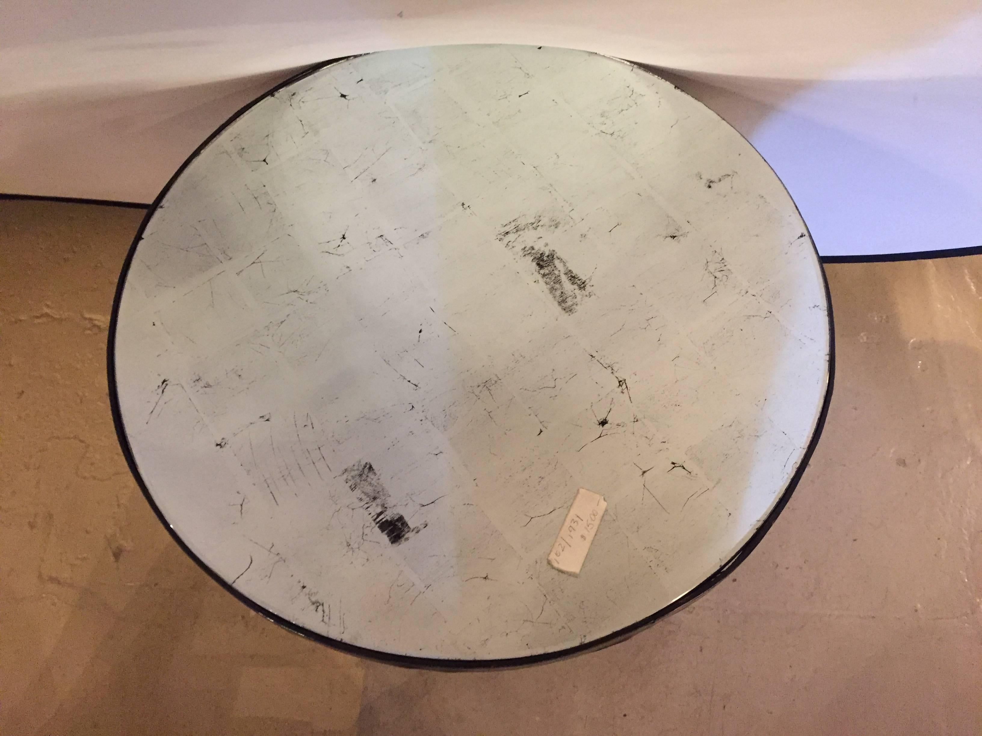 20th Century Ebonized Silver Gilt Mirror Top Centre or End Table