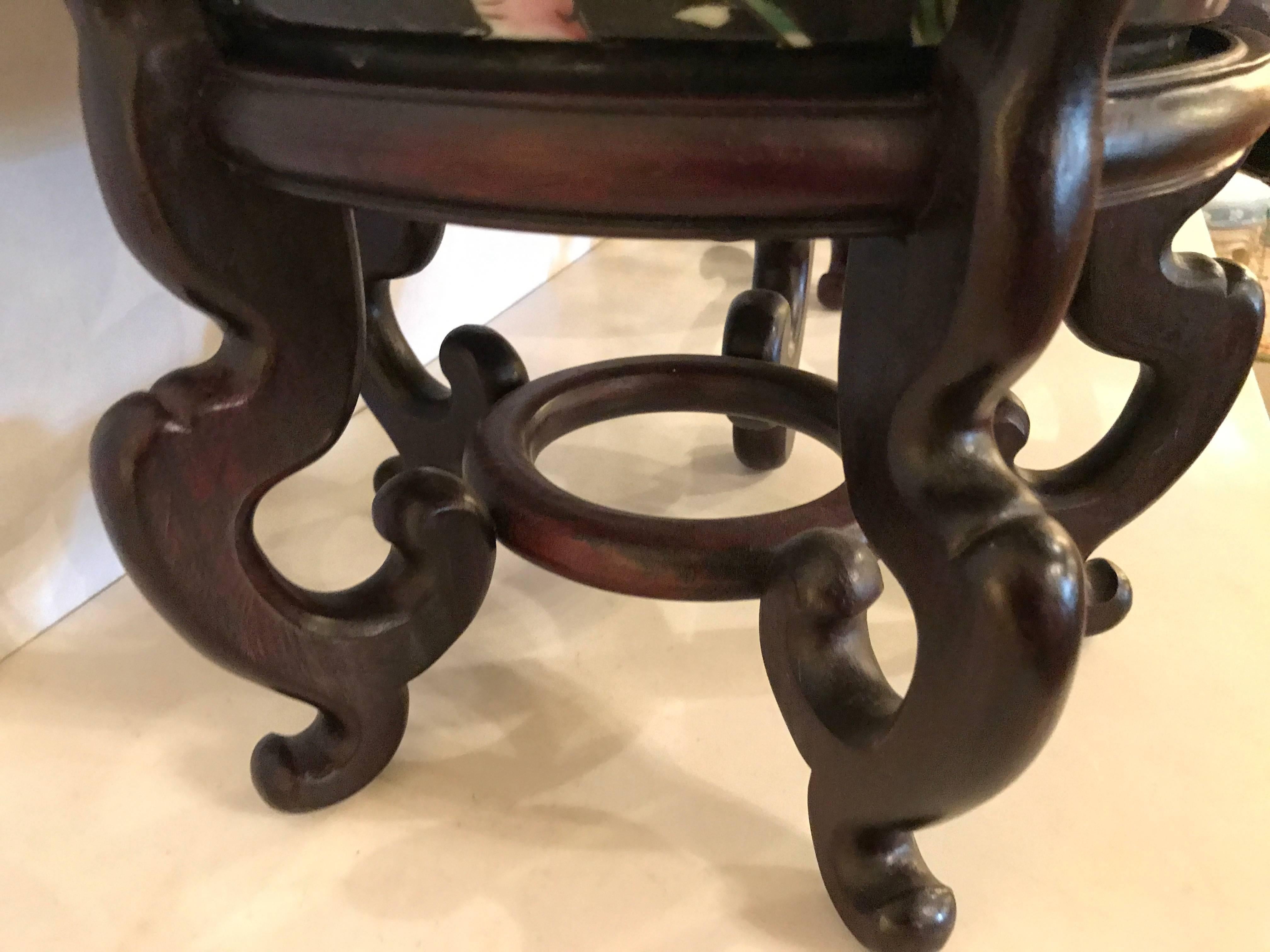 Pair of 19th Century Chinese Jardinière on Rosewood Stand 2