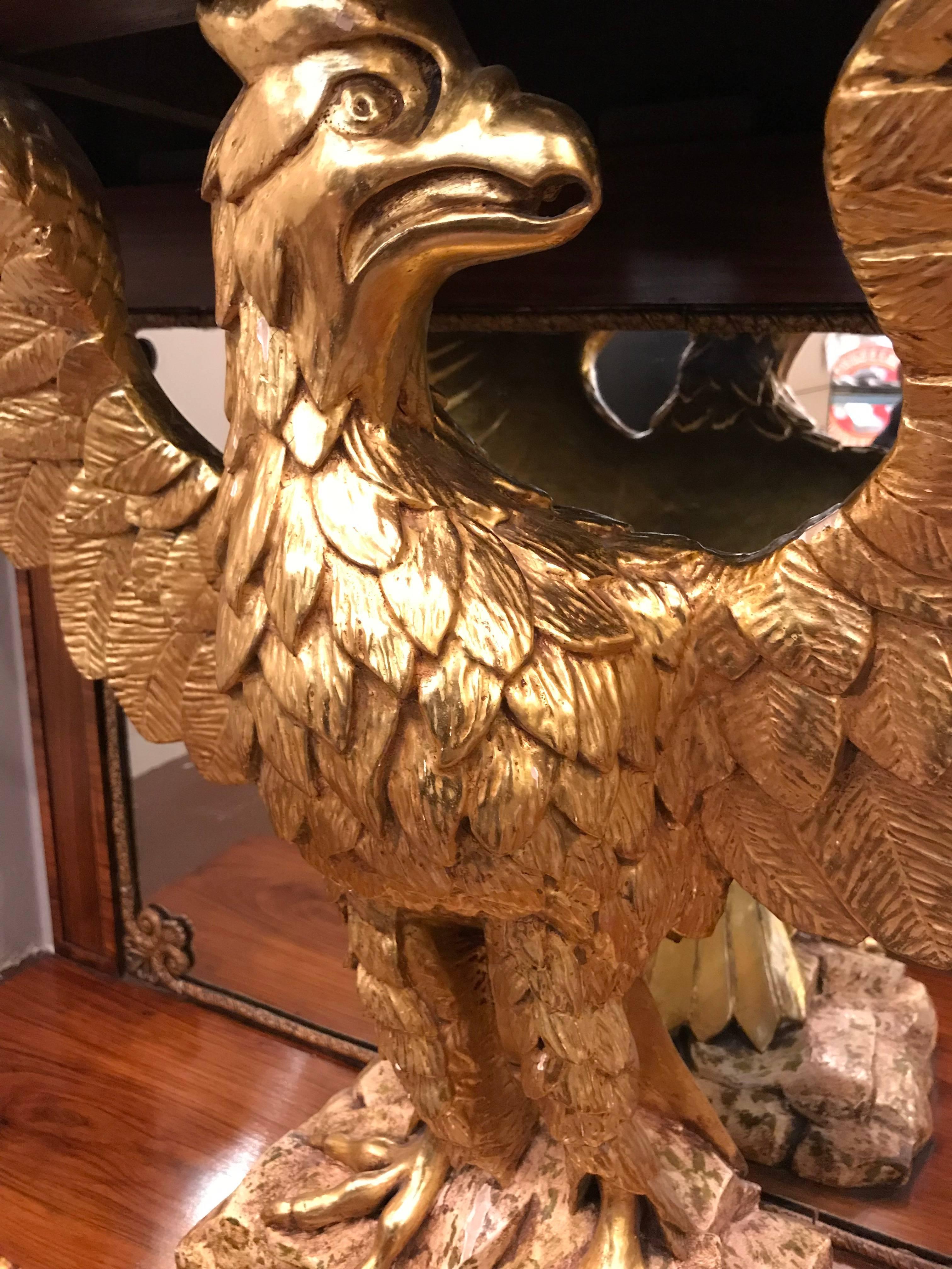 Pair 19th Century Federal Eagle Carved Console Tables, Marble Tops, Solid Wood For Sale 1