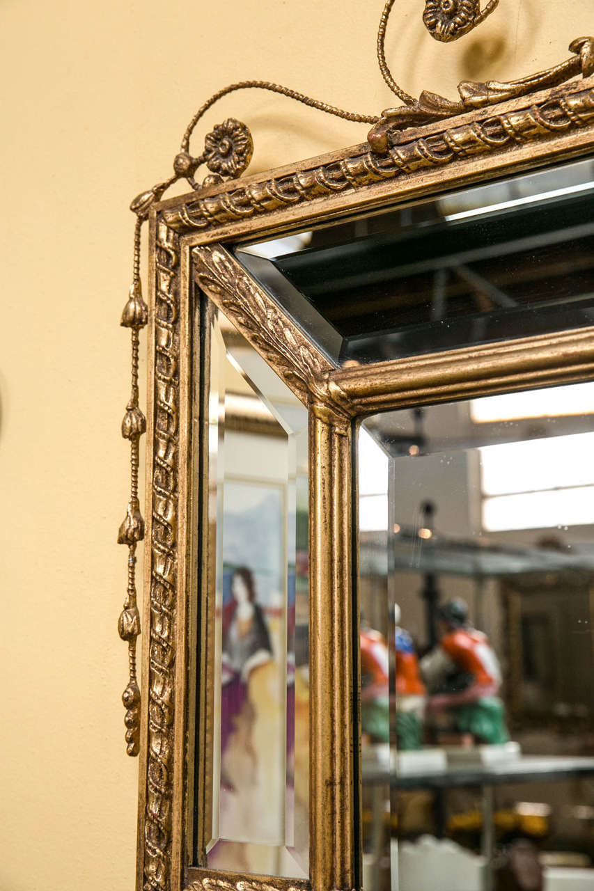 Adams Style Beveled Mirror in Finely Carved Frame In Good Condition In Stamford, CT